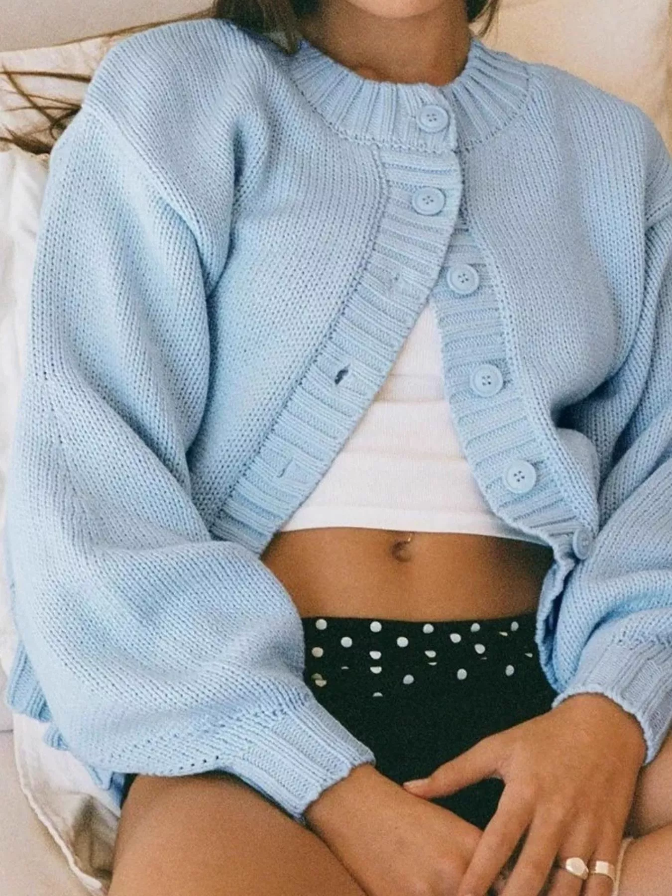 Full Size Button-Down Knit Cardigan Plus Size - Image 4