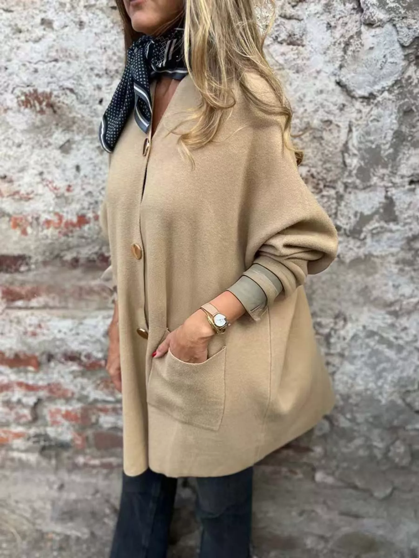Full Size Button-Down Long Sleeve Cardigan Plus Size - Image 2