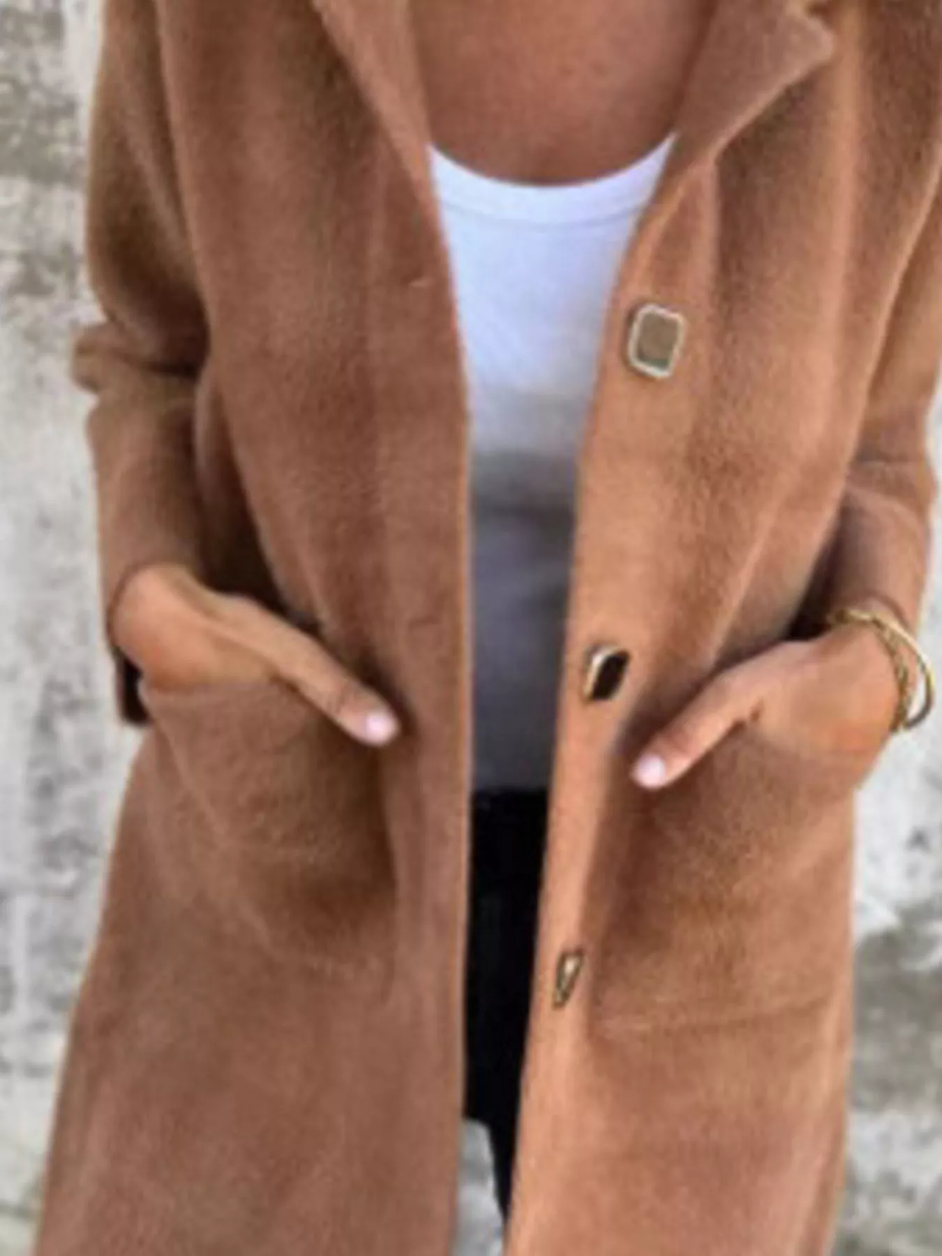 Full Size Button-Down Long Sleeve Longline Coat Plus Size - Image 11