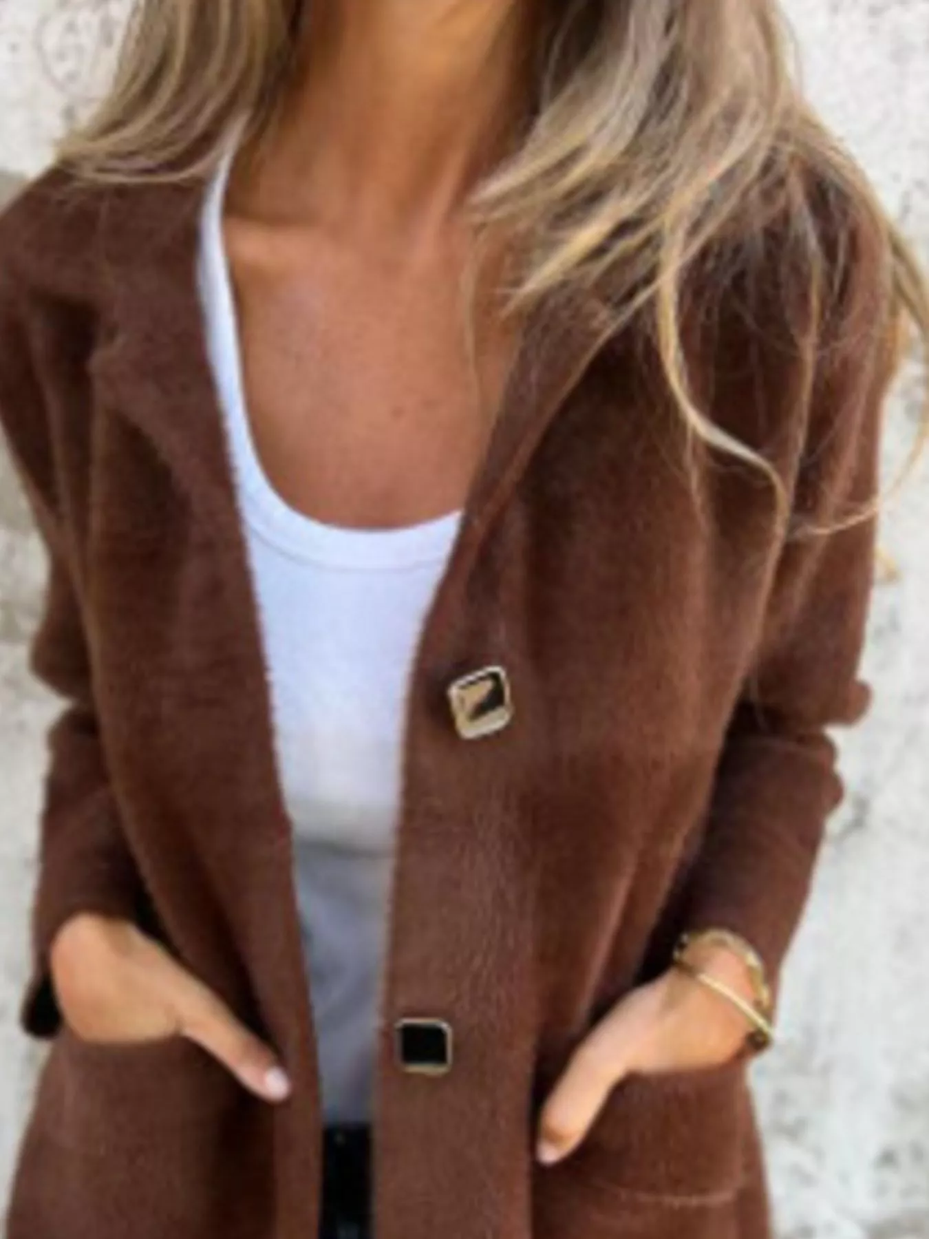 Full Size Button-Down Long Sleeve Longline Coat Plus Size - Image 17