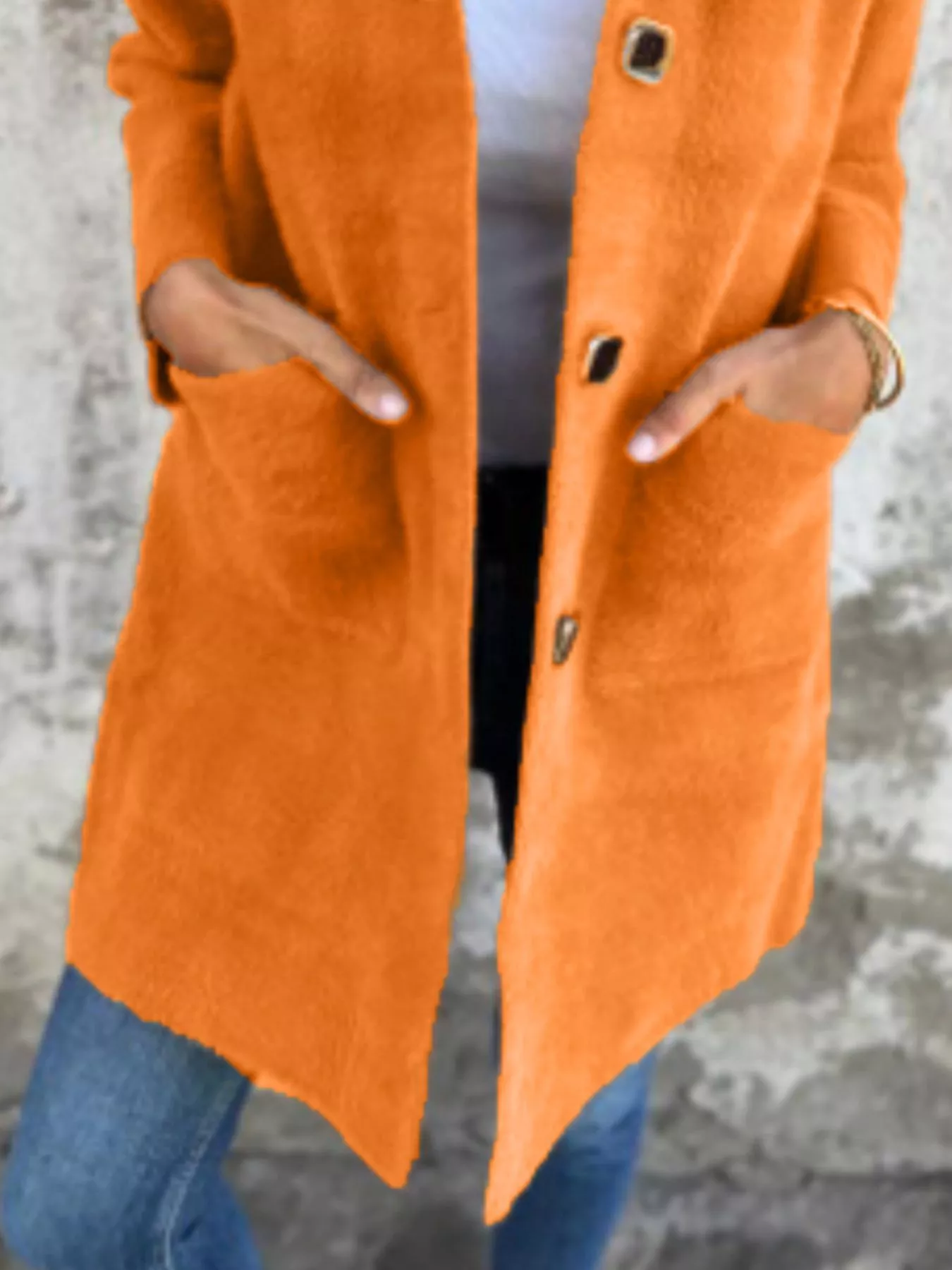 Full Size Button-Down Long Sleeve Longline Coat Plus Size - Image 5