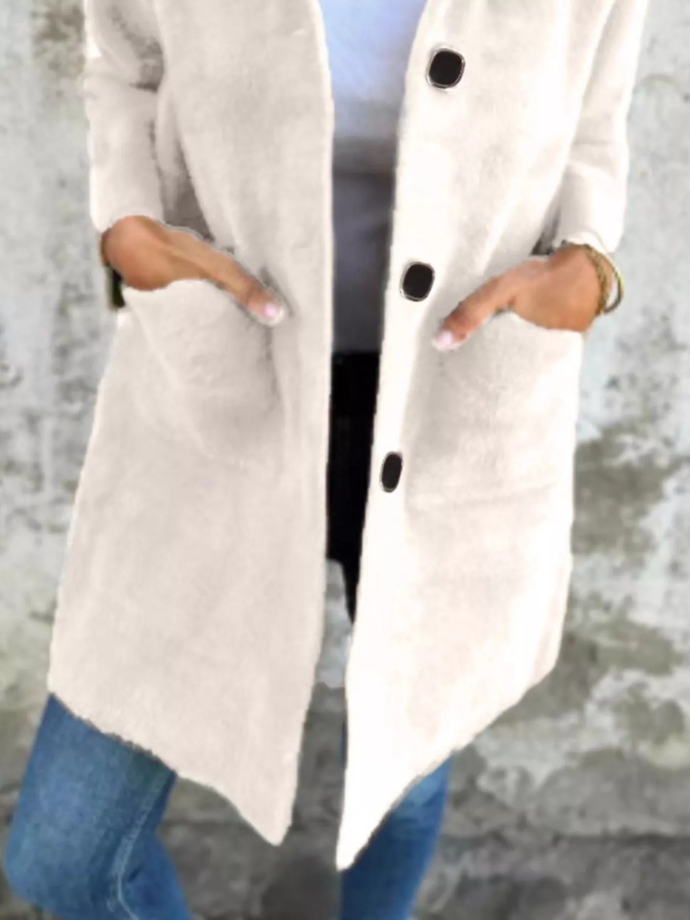 Full Size Button-Down Long Sleeve Longline Coat Plus Size - Image 9