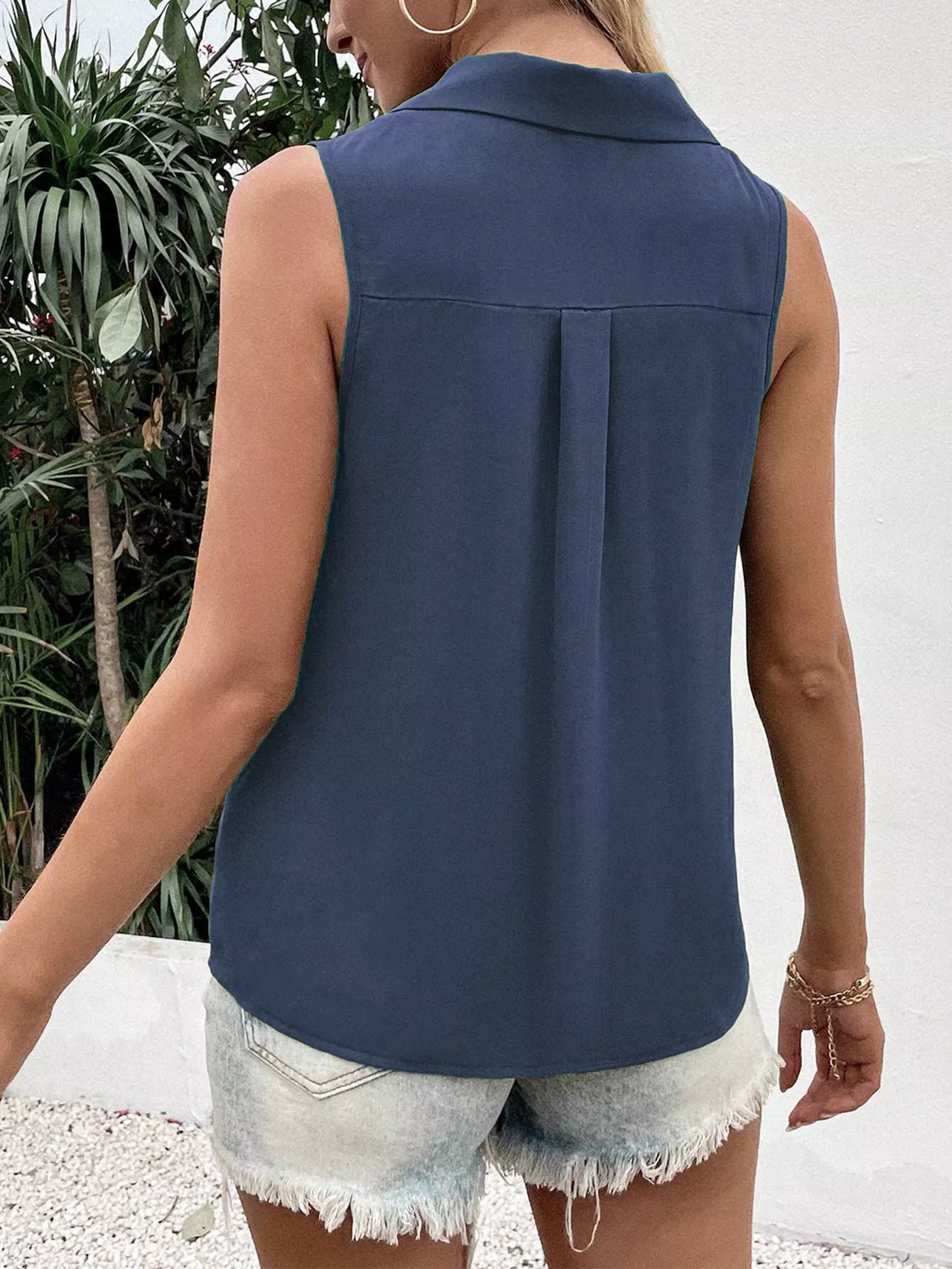 Full Size Button-Down Tank Top Plus Size - Image 16