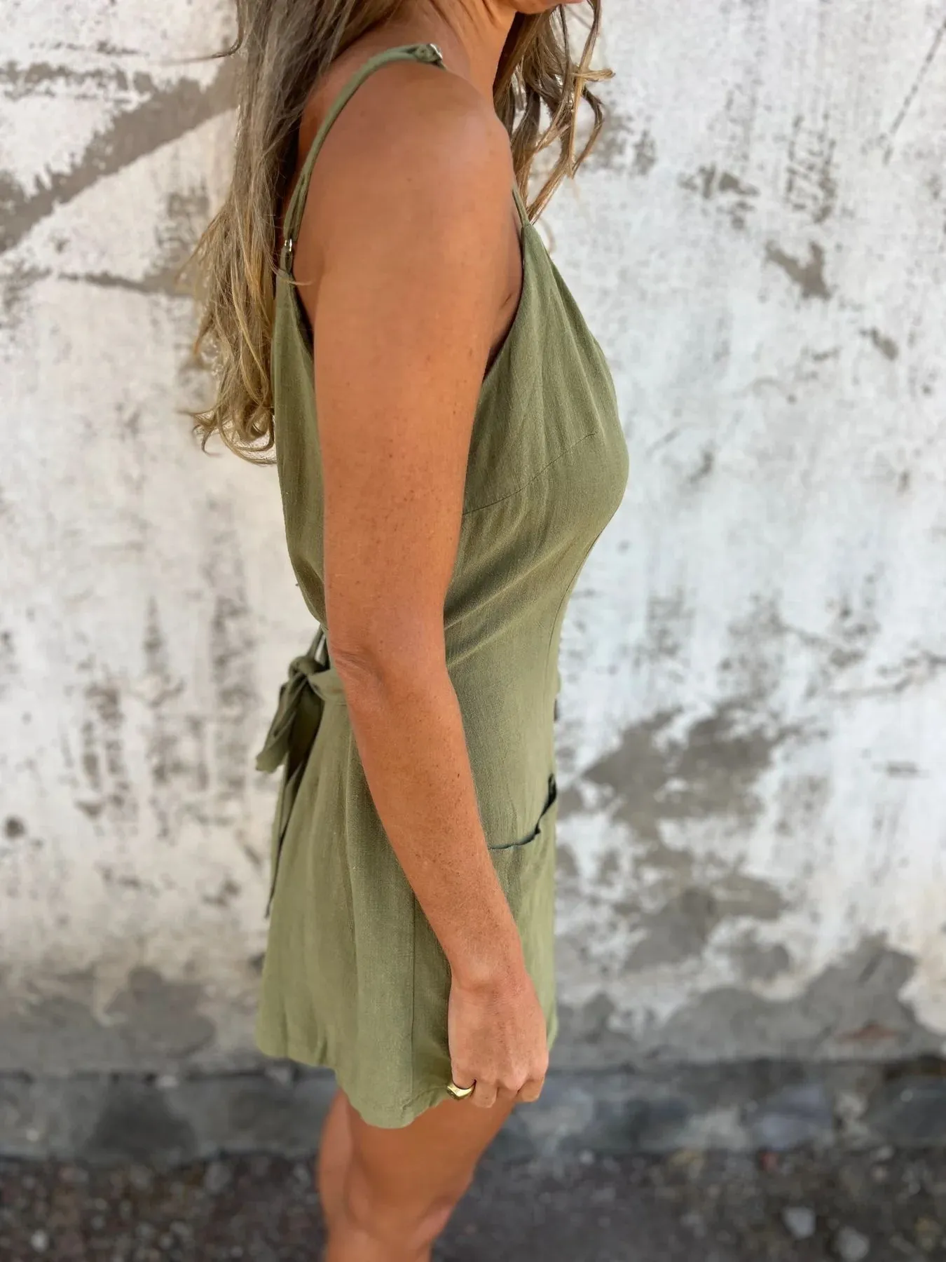 Full Size Button-Front Belted Cami Romper Plus Size - Image 9