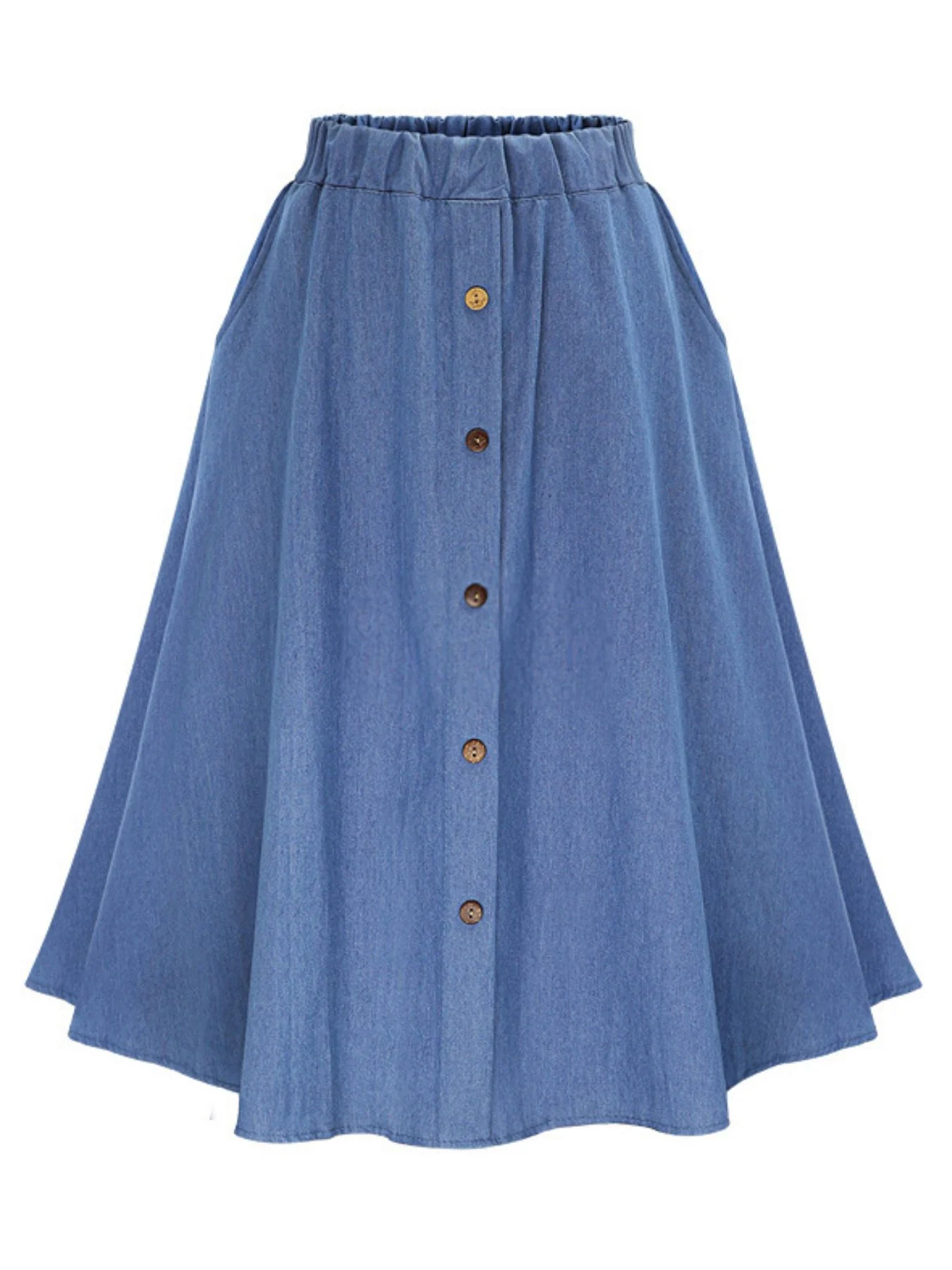 Full Size Button-Front Denim A-Line Skirt Plus Size