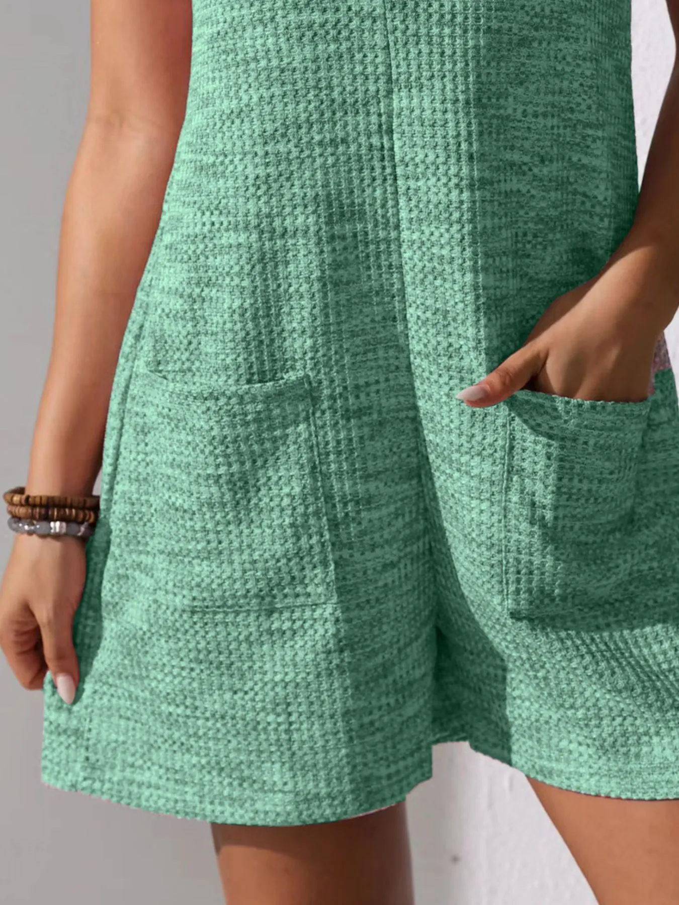 Full Size Button Front Romper with Pockets Plus Size - Image 8