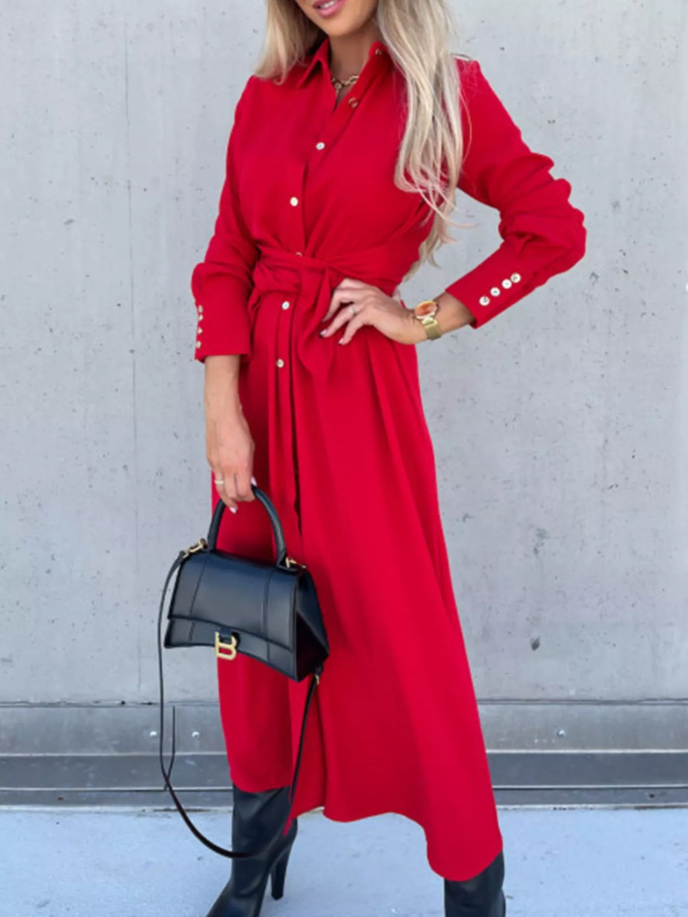 Full Size Button Front Shirt Dress Plus Size - Image 16