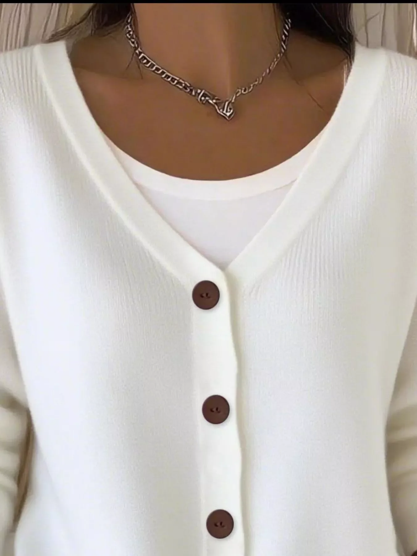 Full Size Button-Front V-Neck Cardigan Plus Size - Image 14