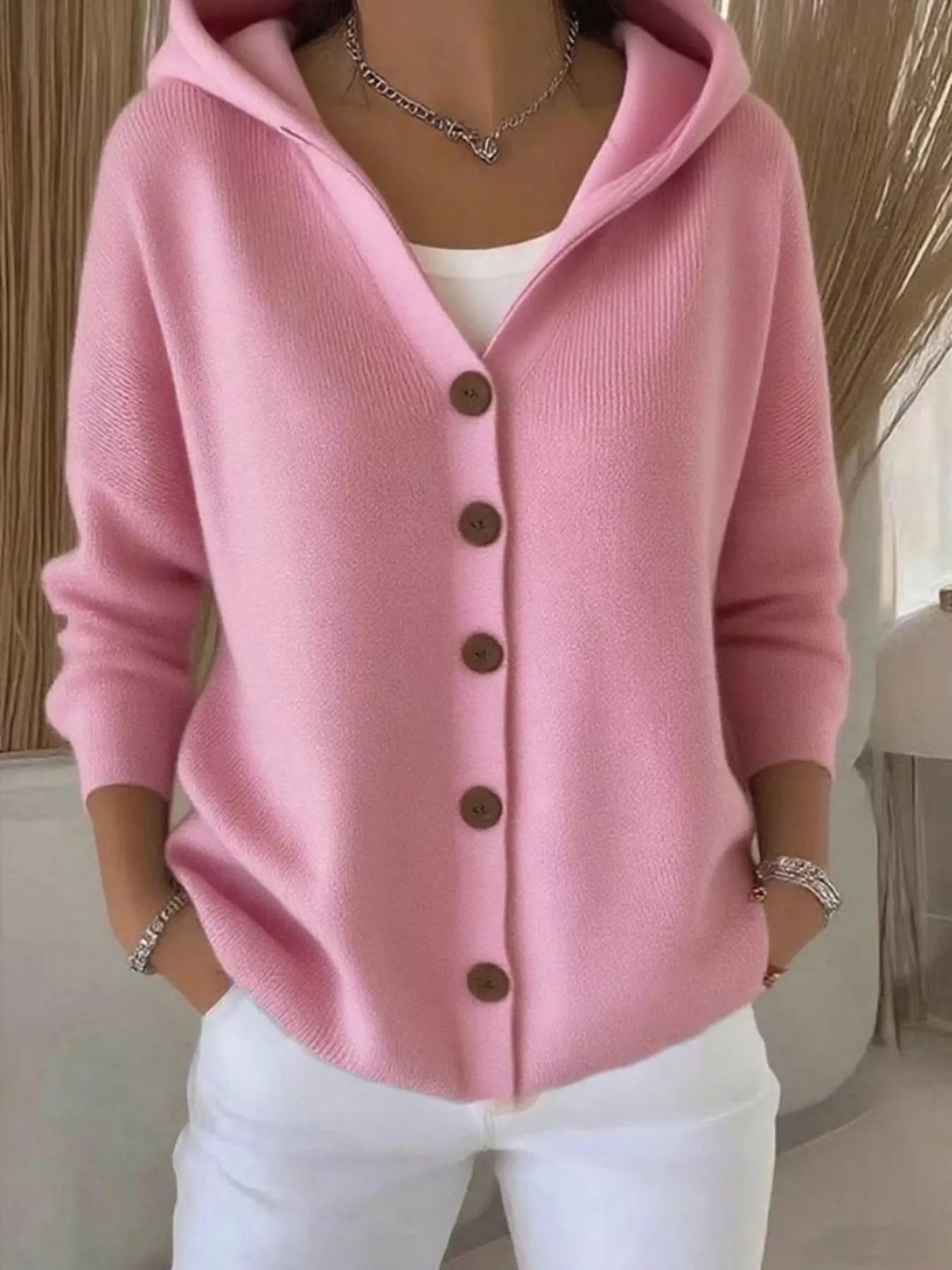 Full Size Button Up Long Sleeve Cardigan Plus Size - Image 16