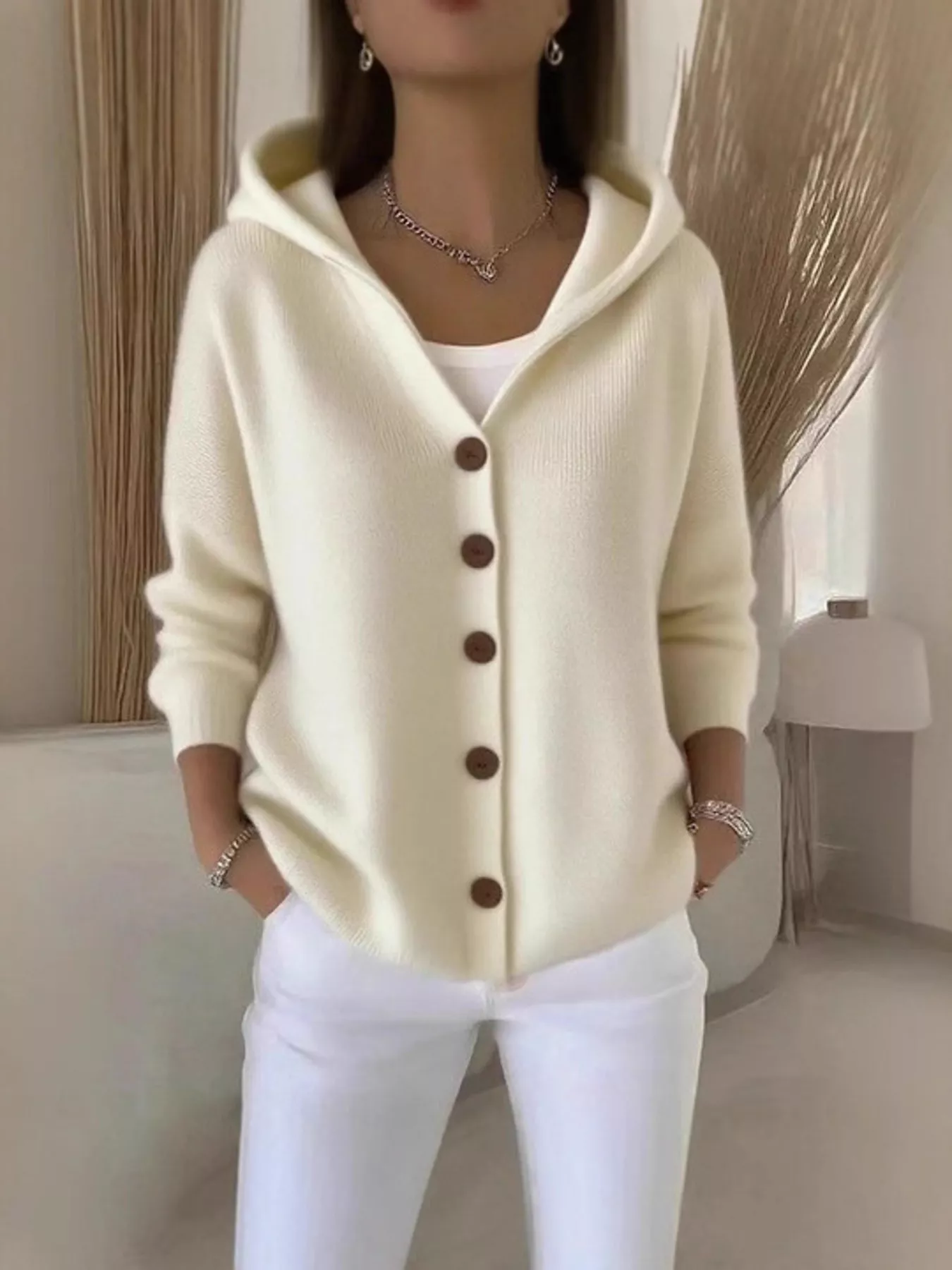 Full Size Button Up Long Sleeve Cardigan Plus Size - Image 2