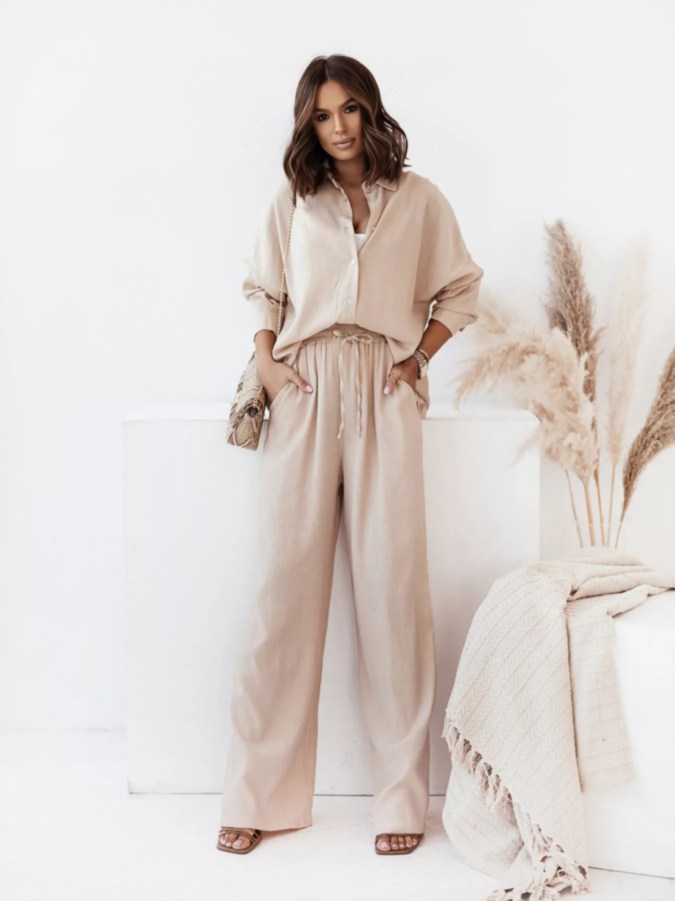 Full Size Button Up Shirt and Pants Set Plus Size - Image 4
