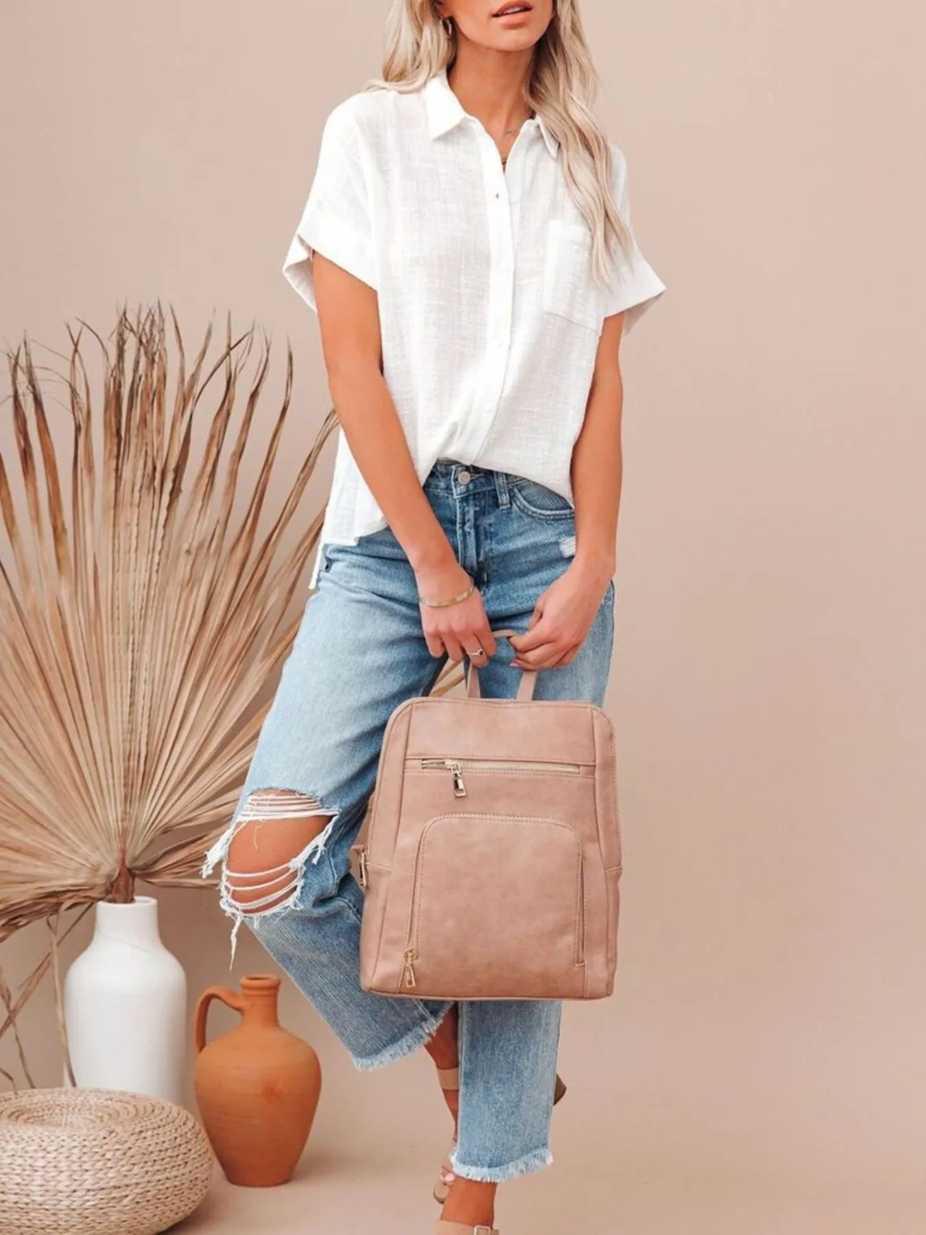 Full Size Button Up Short Sleeve Shirt Plus Size - Image 6