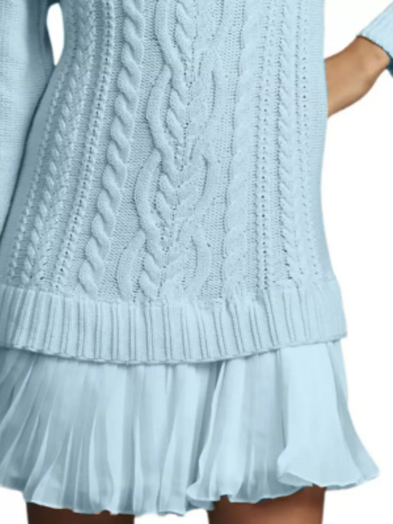 Full Size Cable-Knit Mini Sweater Dress Plus Size - Image 15