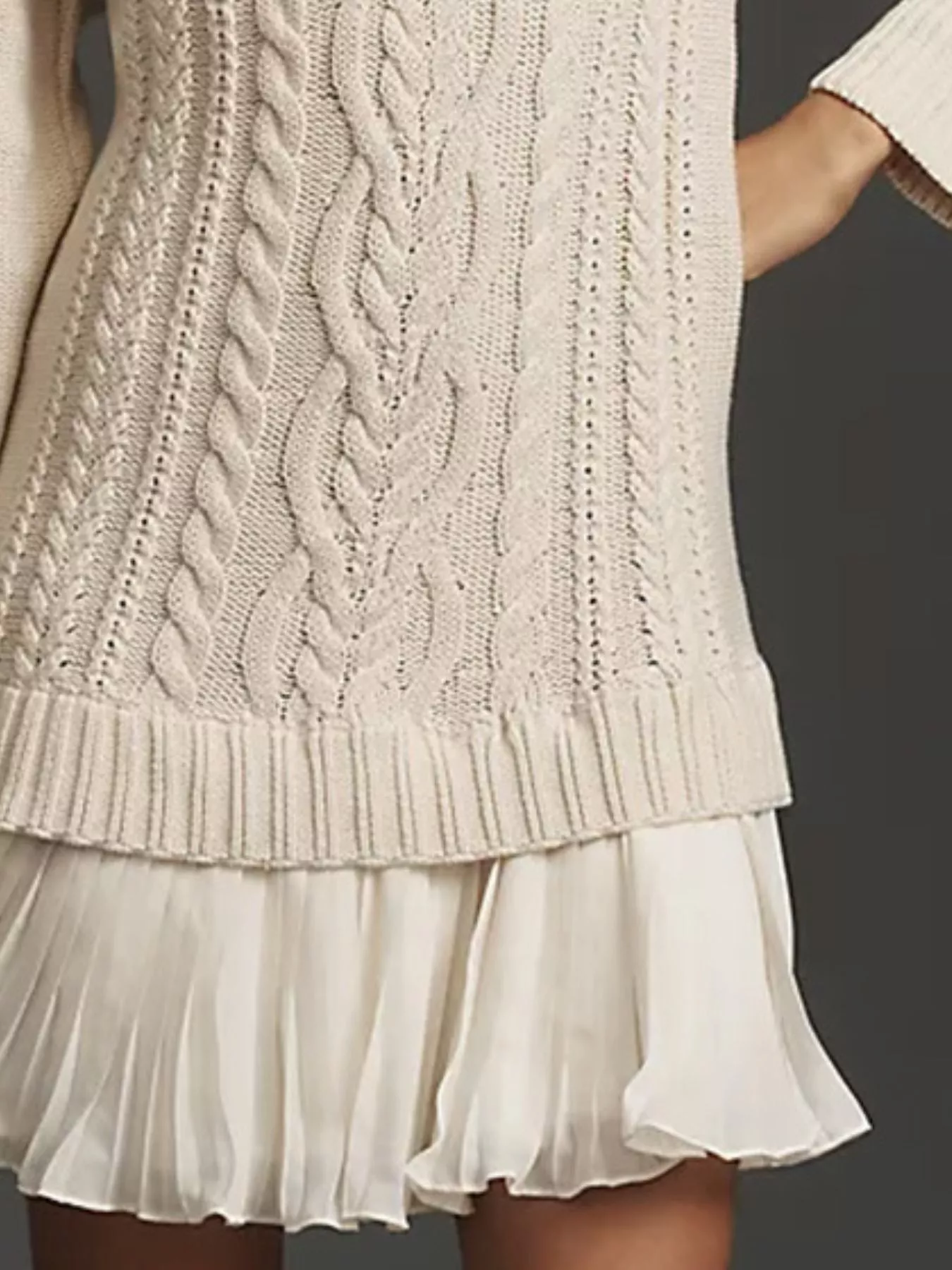 Full Size Cable-Knit Mini Sweater Dress Plus Size - Image 3