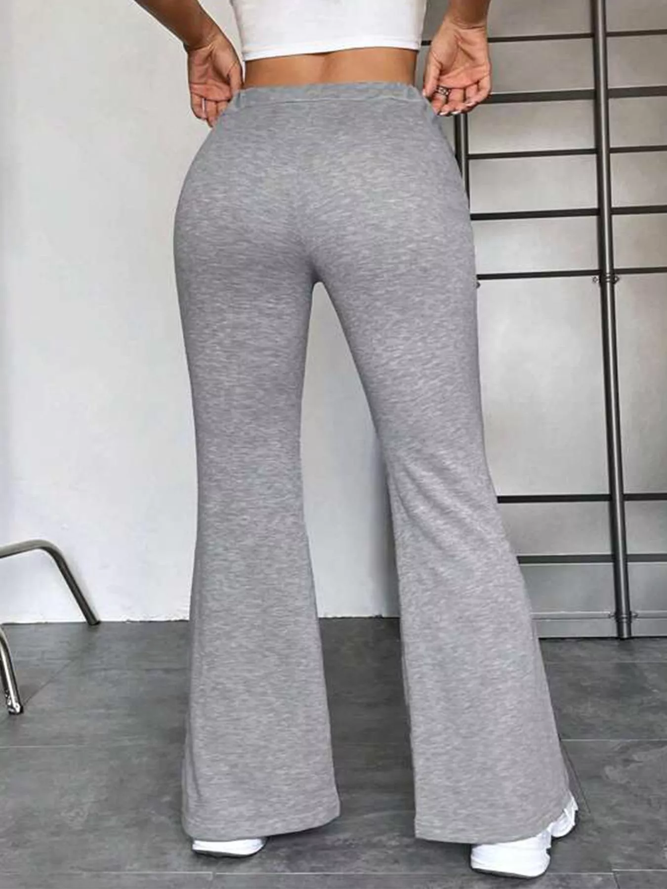Full Size Casual Drawstring High Waist Flare Pants Plus Size - Image 5