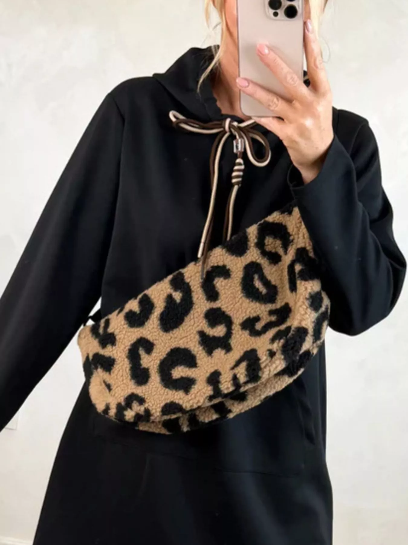Full Size Casual Drawstring Hooded Sweatshirt Dress Plus Size - Image 4