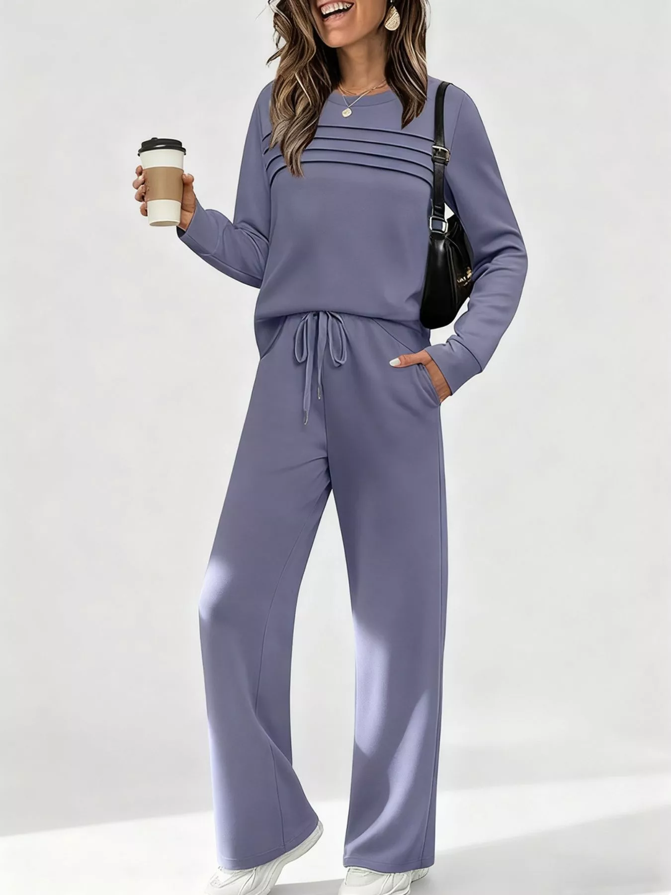 Full Size Casual Long Sleeve Top and Pants Set Plus Size - Image 19