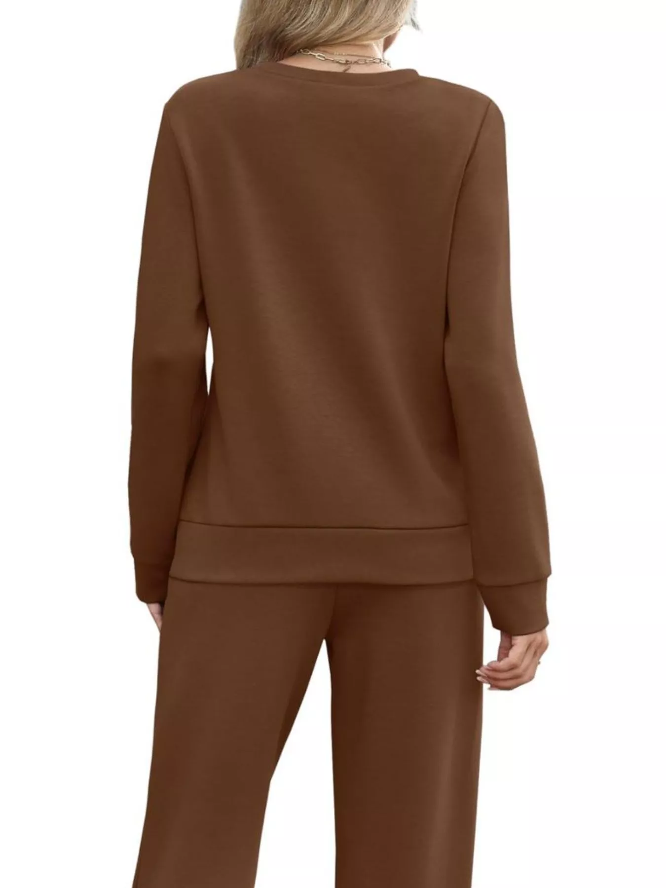 Full Size Casual Long Sleeve Top and Pants Set Plus Size - Image 3