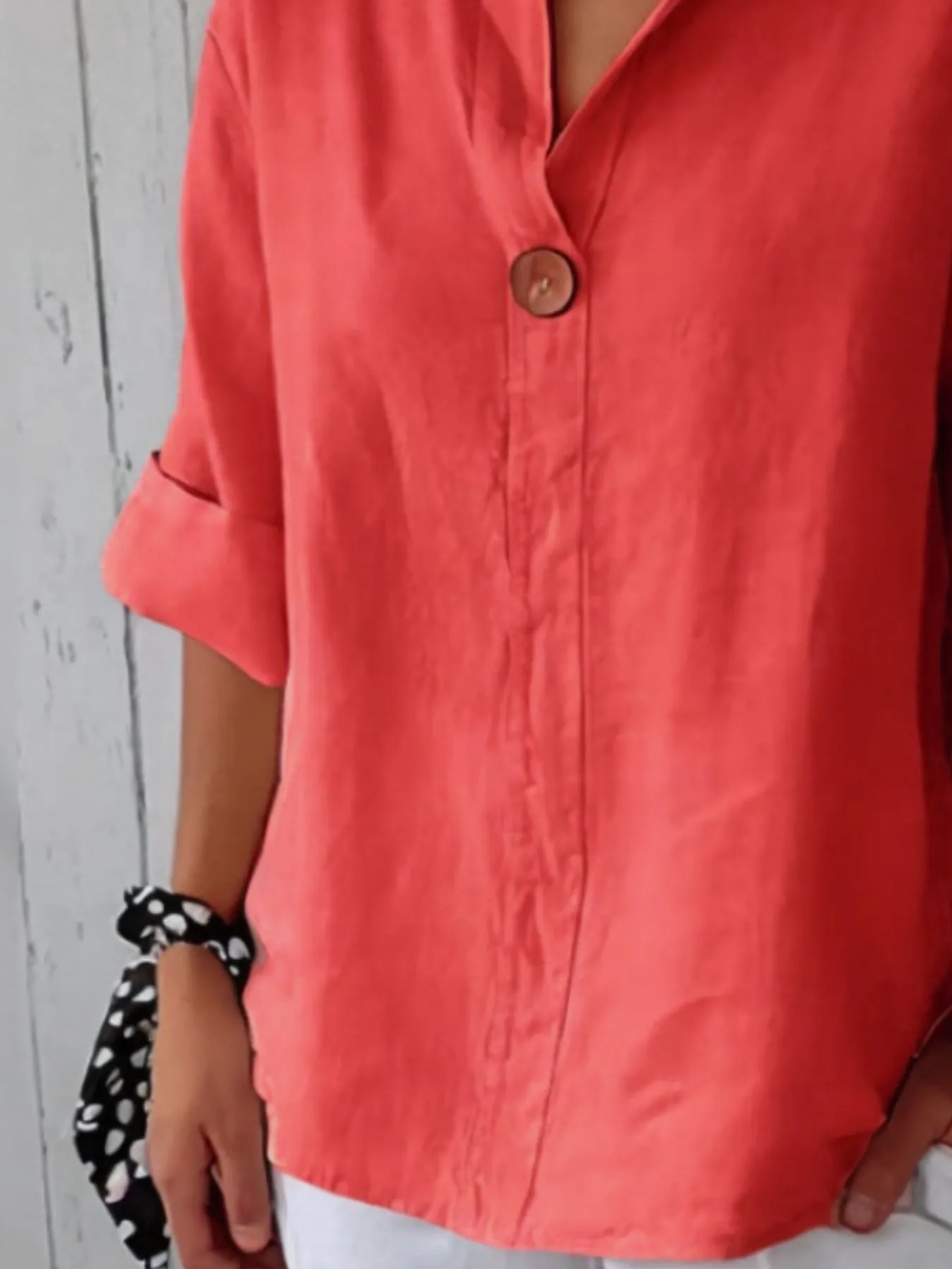 Full Size Casual Notched Drop Shoulder Blouse Plus Size - Image 12