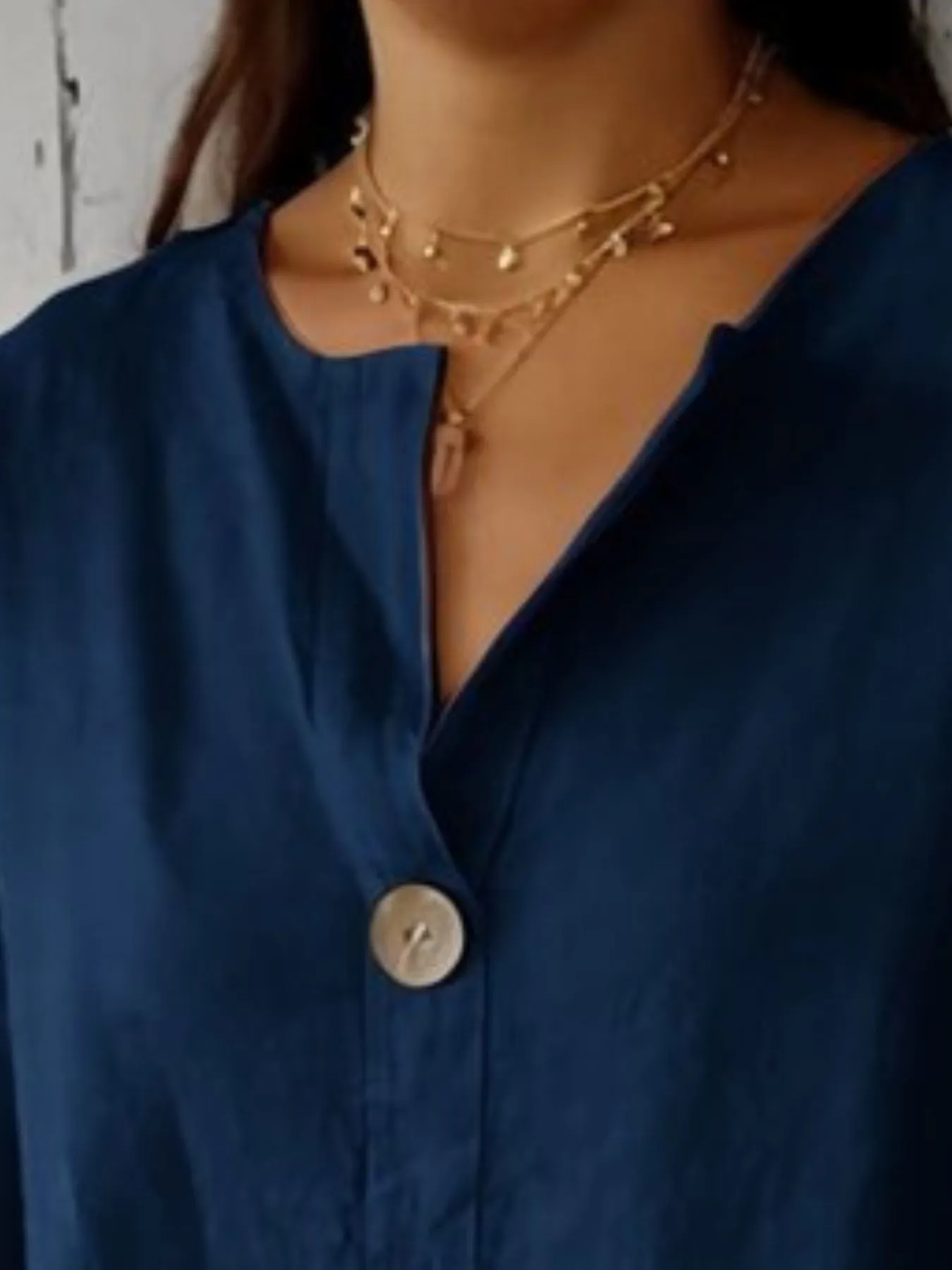 Full Size Casual Notched Drop Shoulder Blouse Plus Size - Image 9
