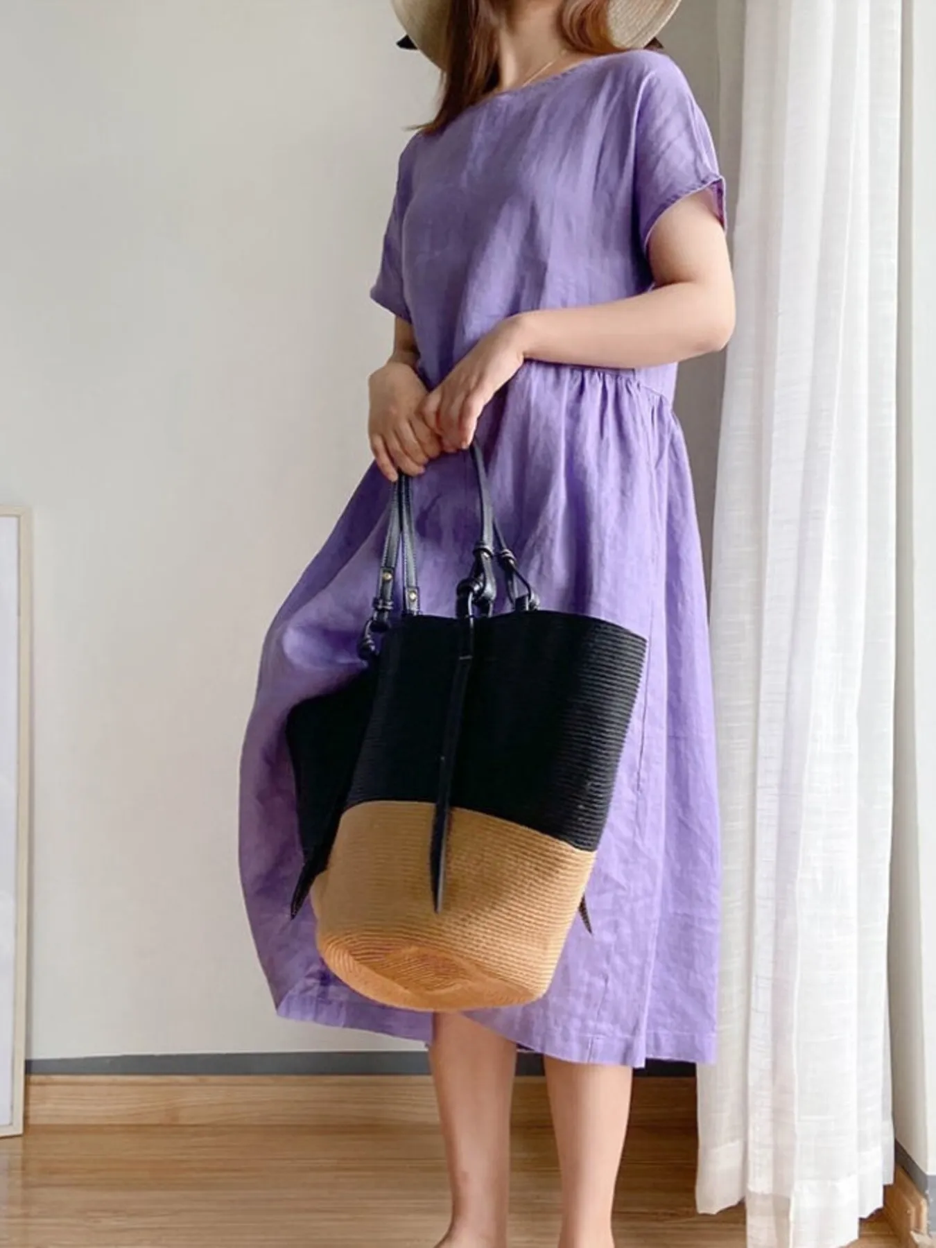 Full Size Casual Round Neck Midi Dress Plus Size - Image 11