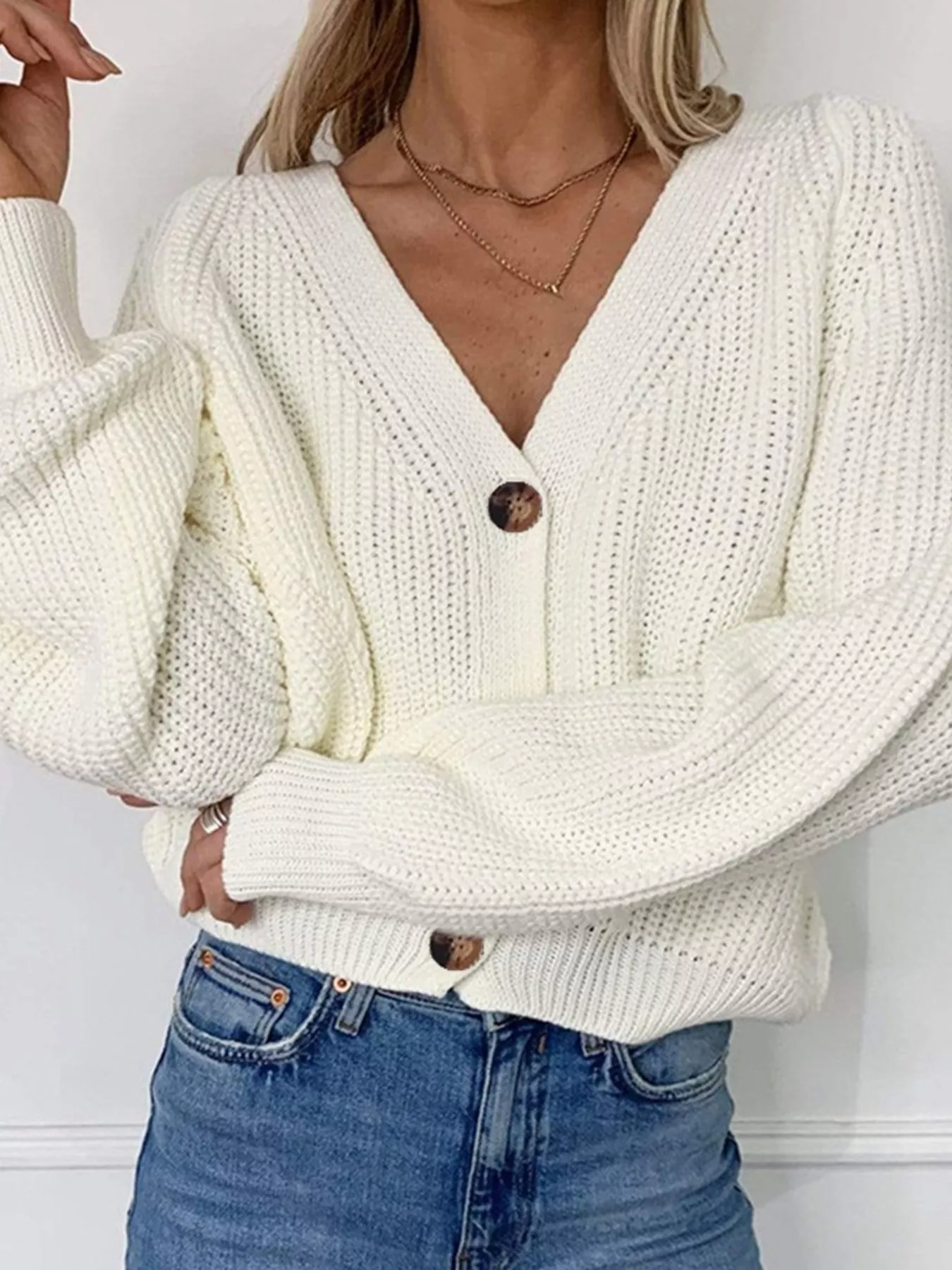 Full Size Chunky Knit Button-Down Cardigan Plus Size - Image 8