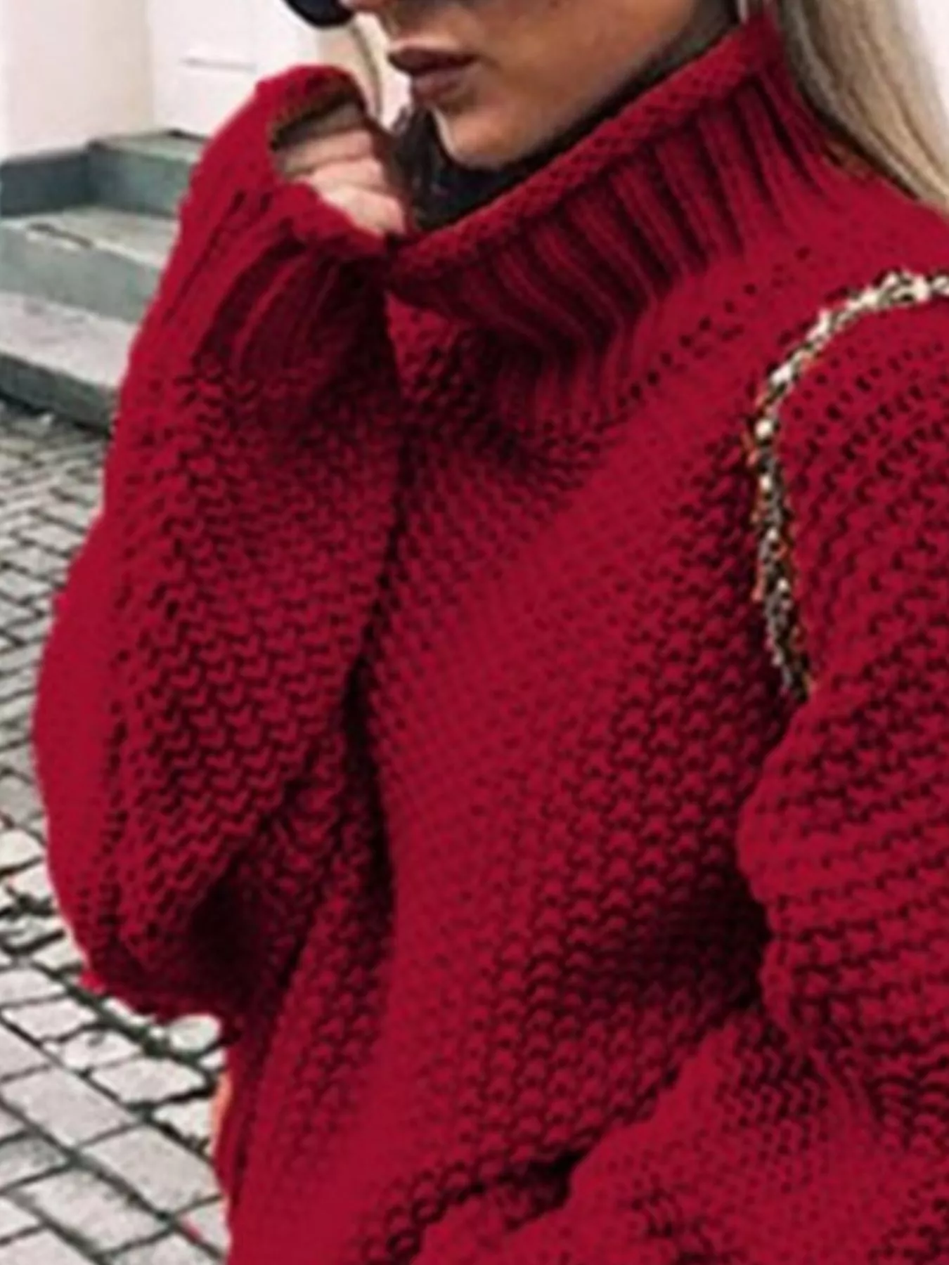 Full Size Chunky Knit Turtleneck Sweater Plus Size - Image 2