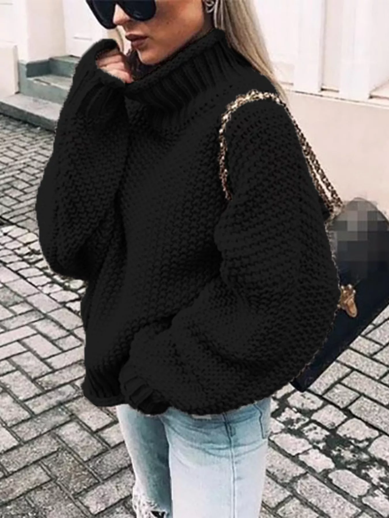 Full Size Chunky Knit Turtleneck Sweater Plus Size - Image 4