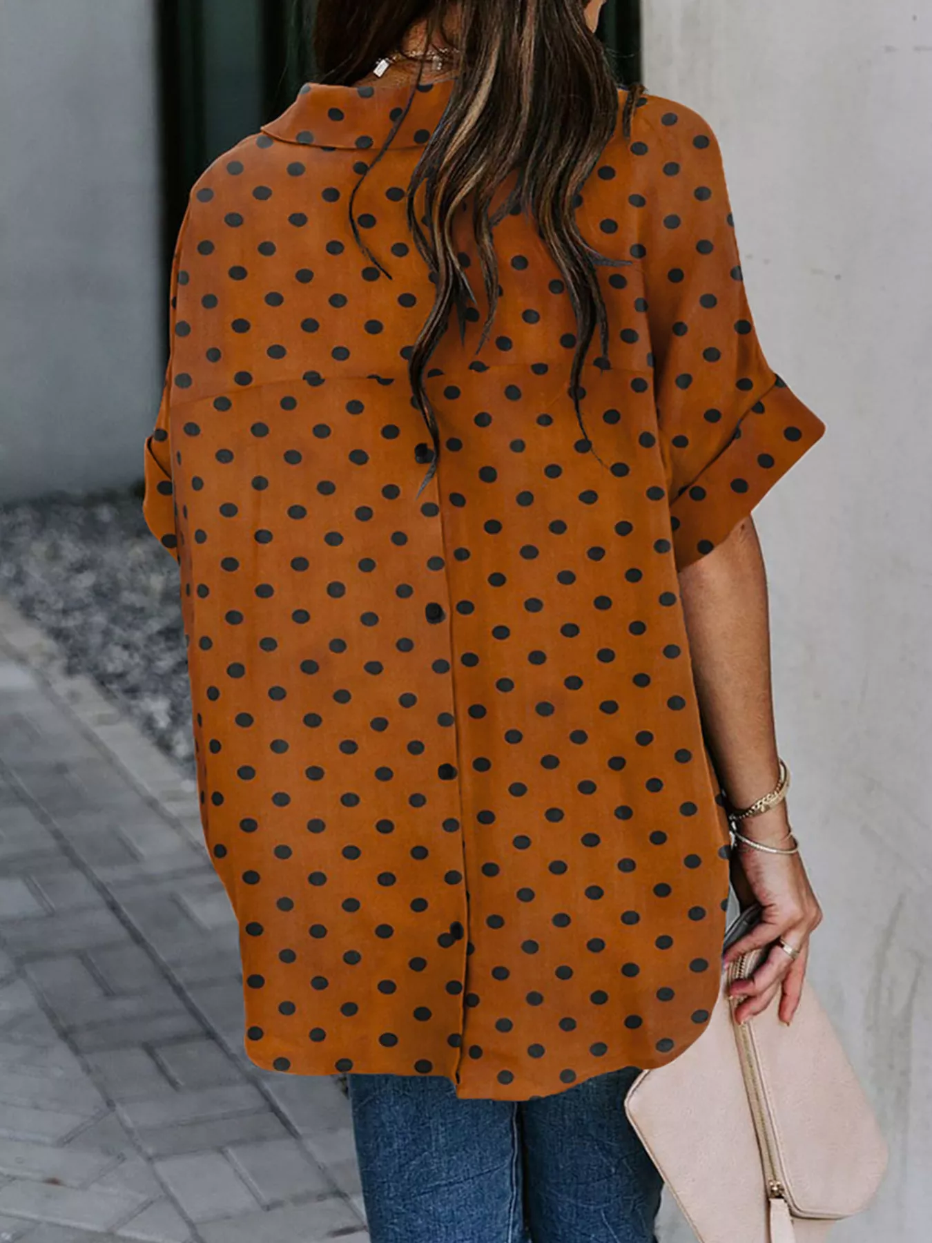 Full Size Collared Neck Half Sleeve Shirt Plus Size - Image 4