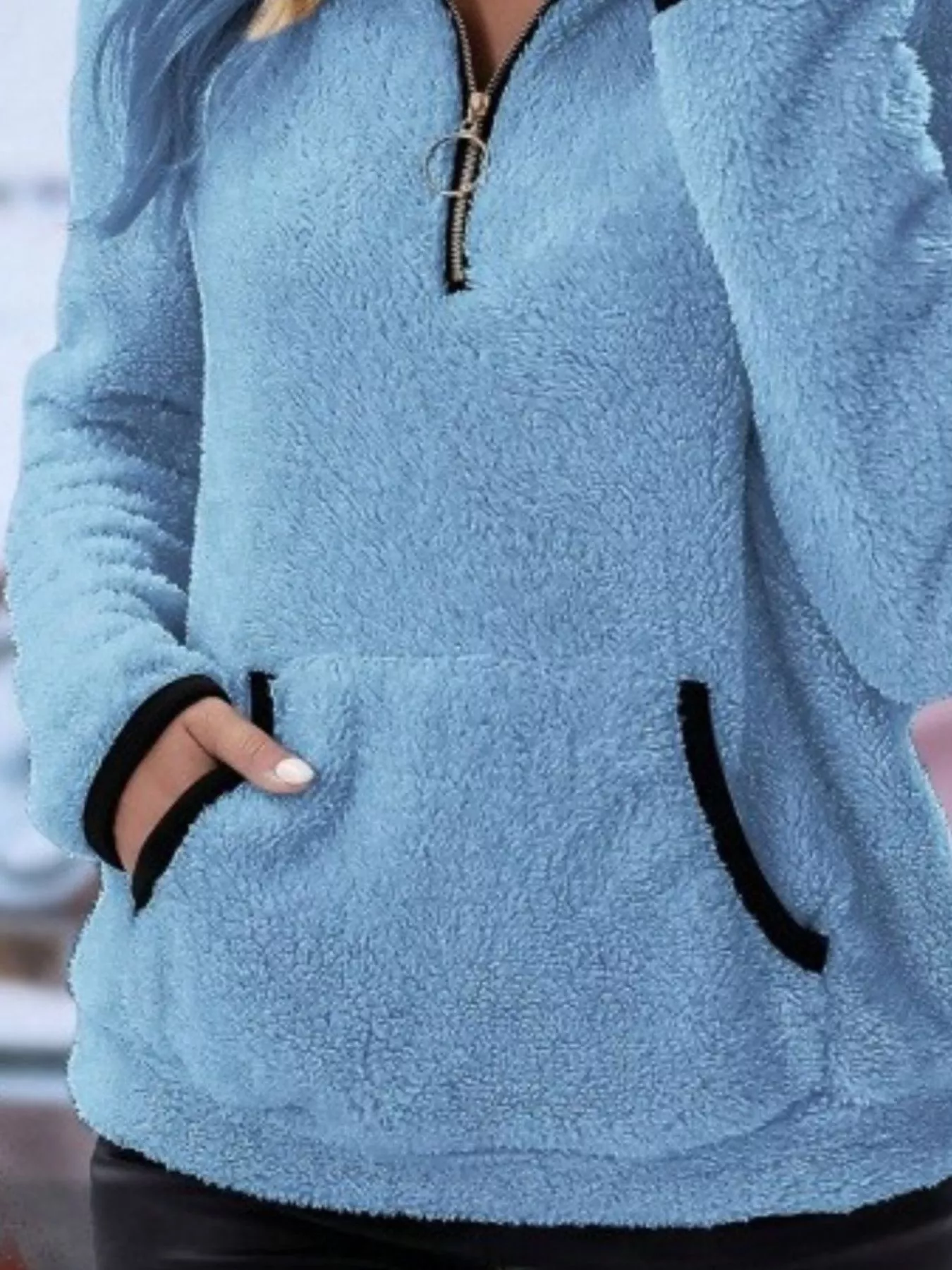 Full Size Cozy Fleece Quarter Zip Long Sleeve Sweatshirt Plus Size - Image 11