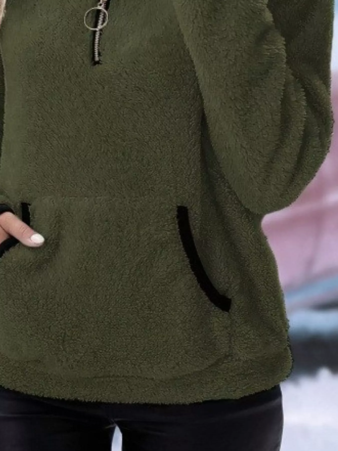 Full Size Cozy Fleece Quarter Zip Long Sleeve Sweatshirt Plus Size - Image 26