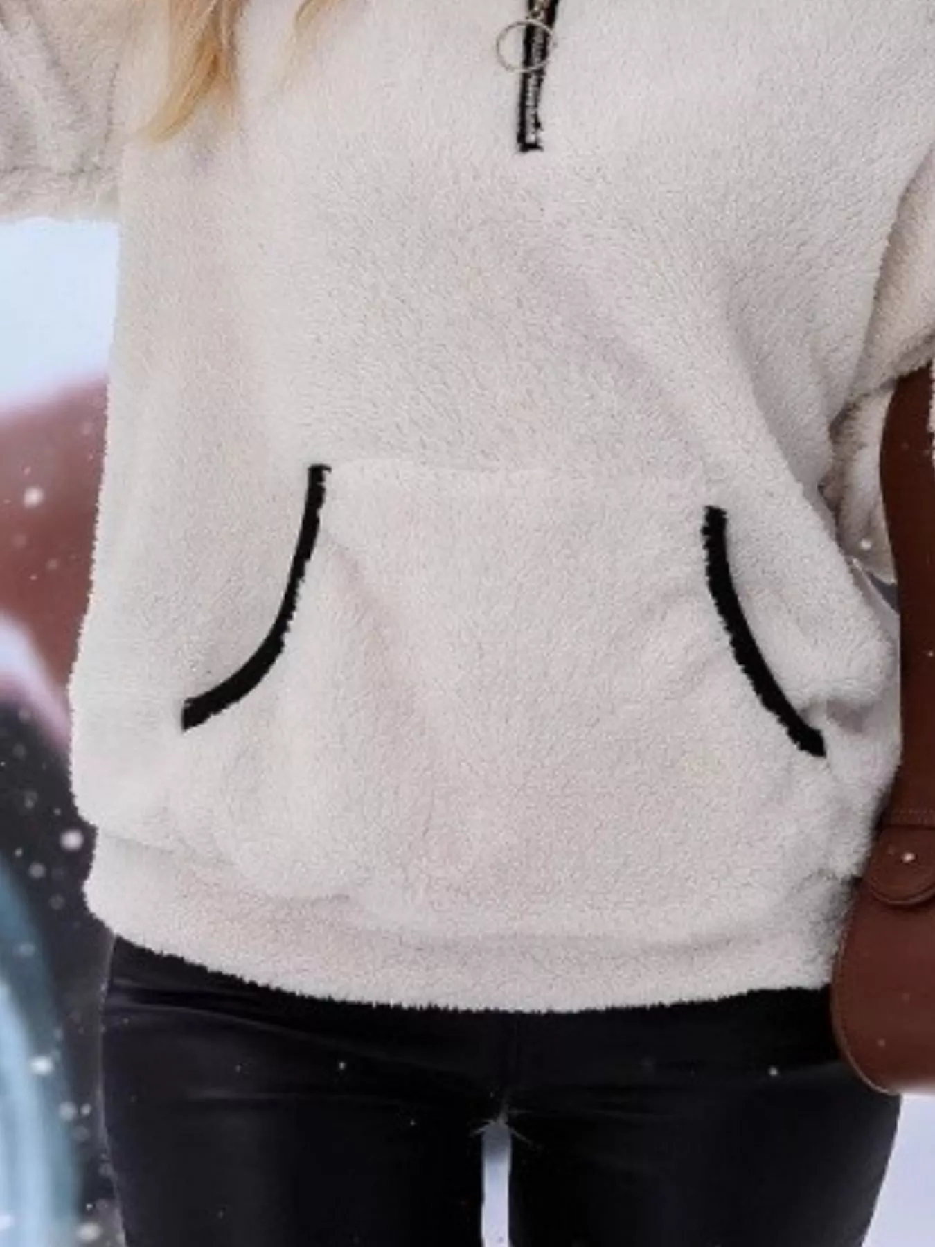 Full Size Cozy Fleece Quarter Zip Long Sleeve Sweatshirt Plus Size - Image 5