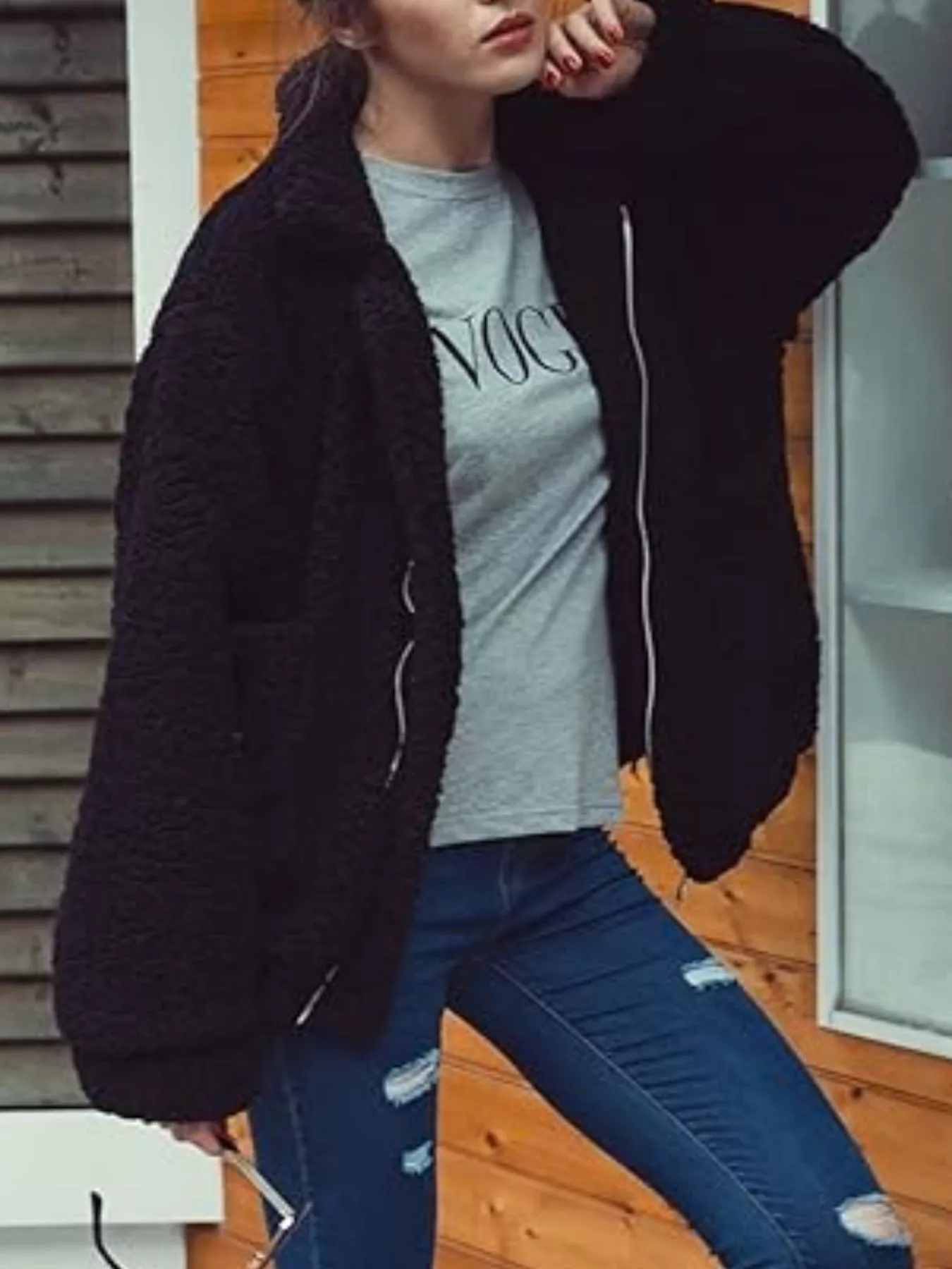 Full Size Cozy Fleece Zip Up Jacket Plus Size - Image 10