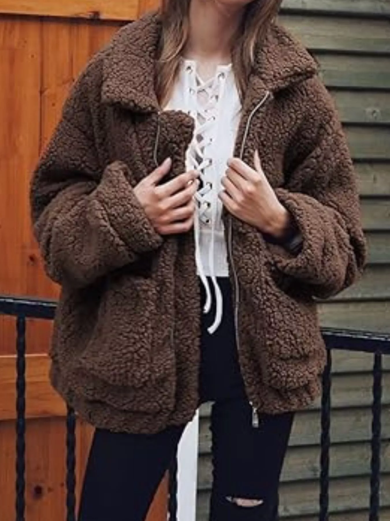 Full Size Cozy Fleece Zip Up Jacket Plus Size - Image 11