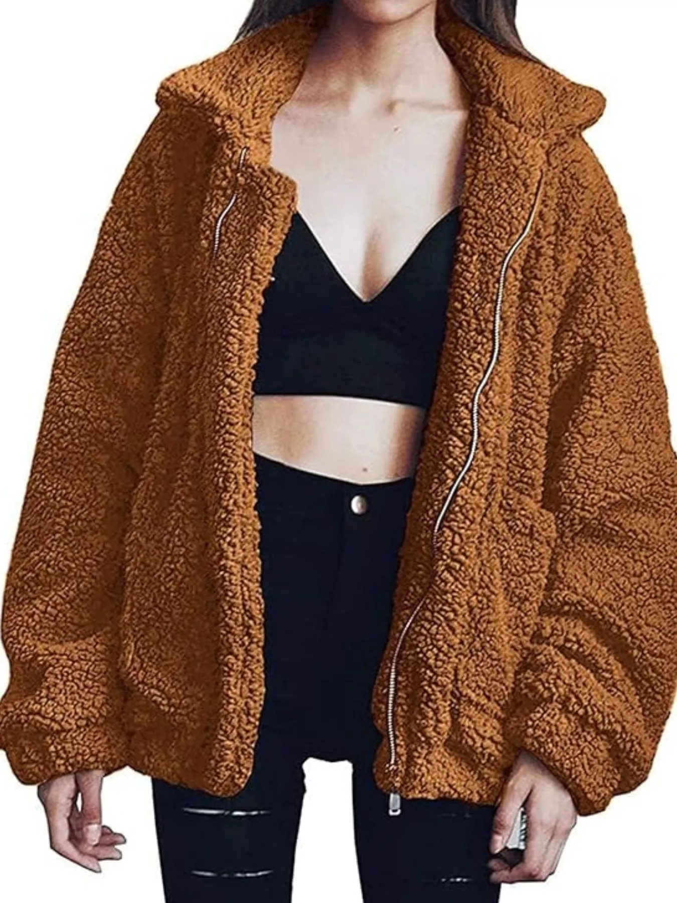 Full Size Cozy Fleece Zip Up Jacket Plus Size - Image 14