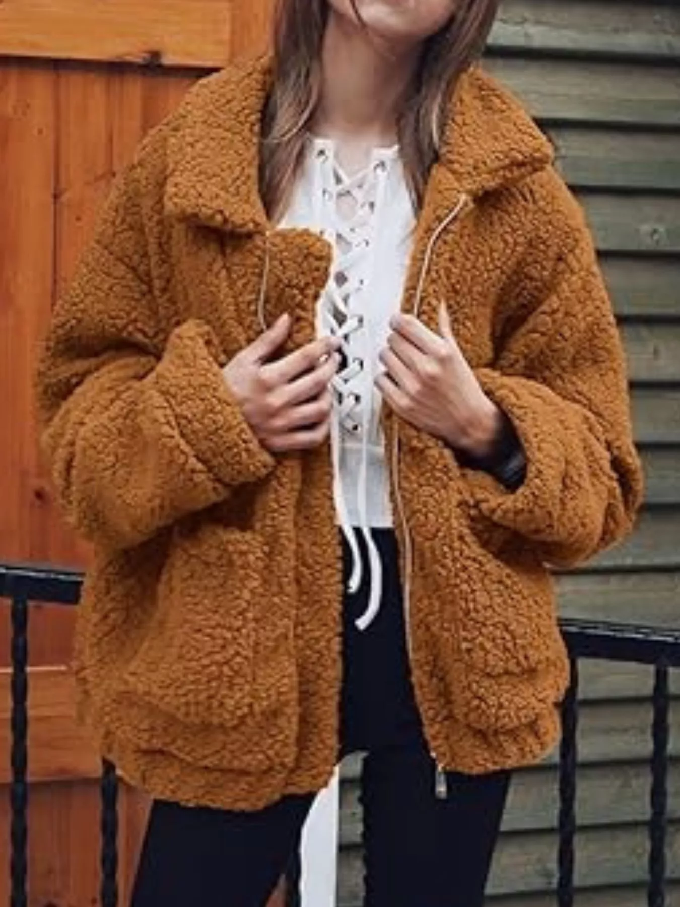 Full Size Cozy Fleece Zip Up Jacket Plus Size - Image 15