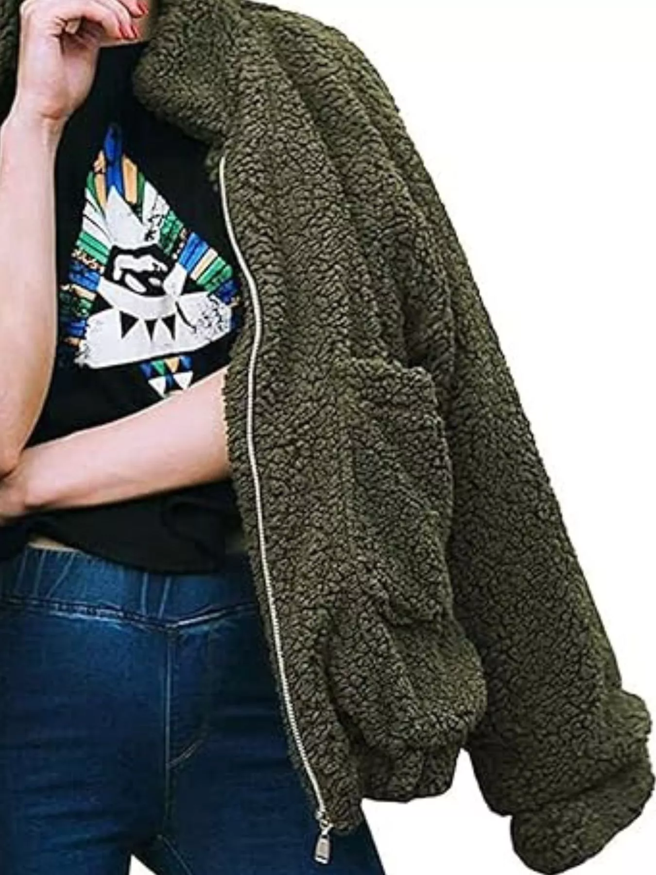 Full Size Cozy Fleece Zip Up Jacket Plus Size - Image 19