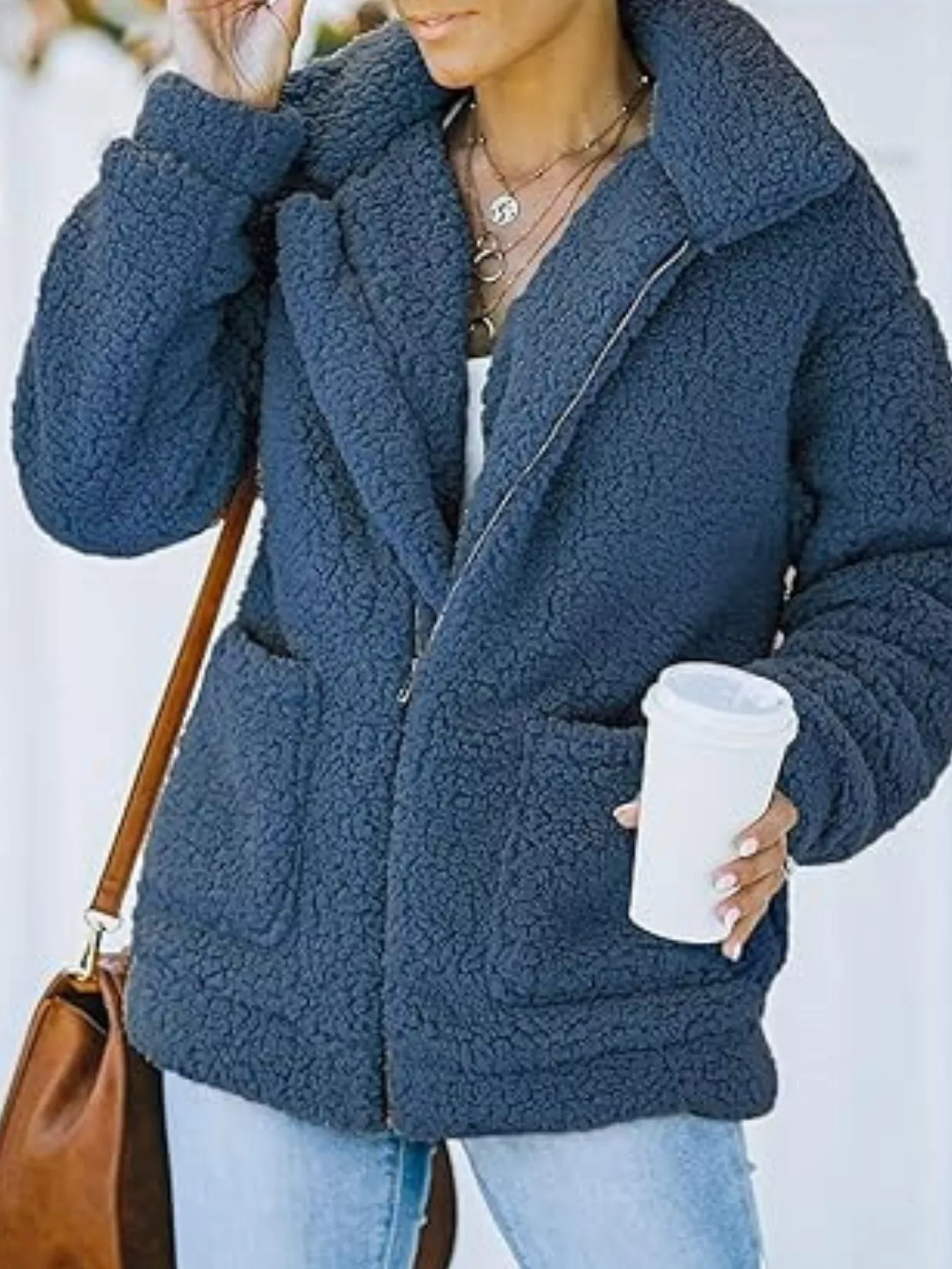 Full Size Cozy Fleece Zip Up Jacket Plus Size - Image 2