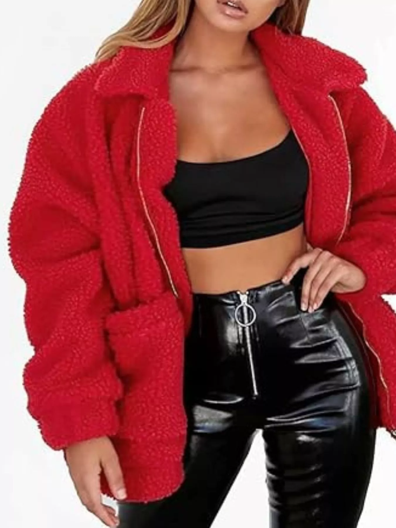 Full Size Cozy Fleece Zip Up Jacket Plus Size - Image 23