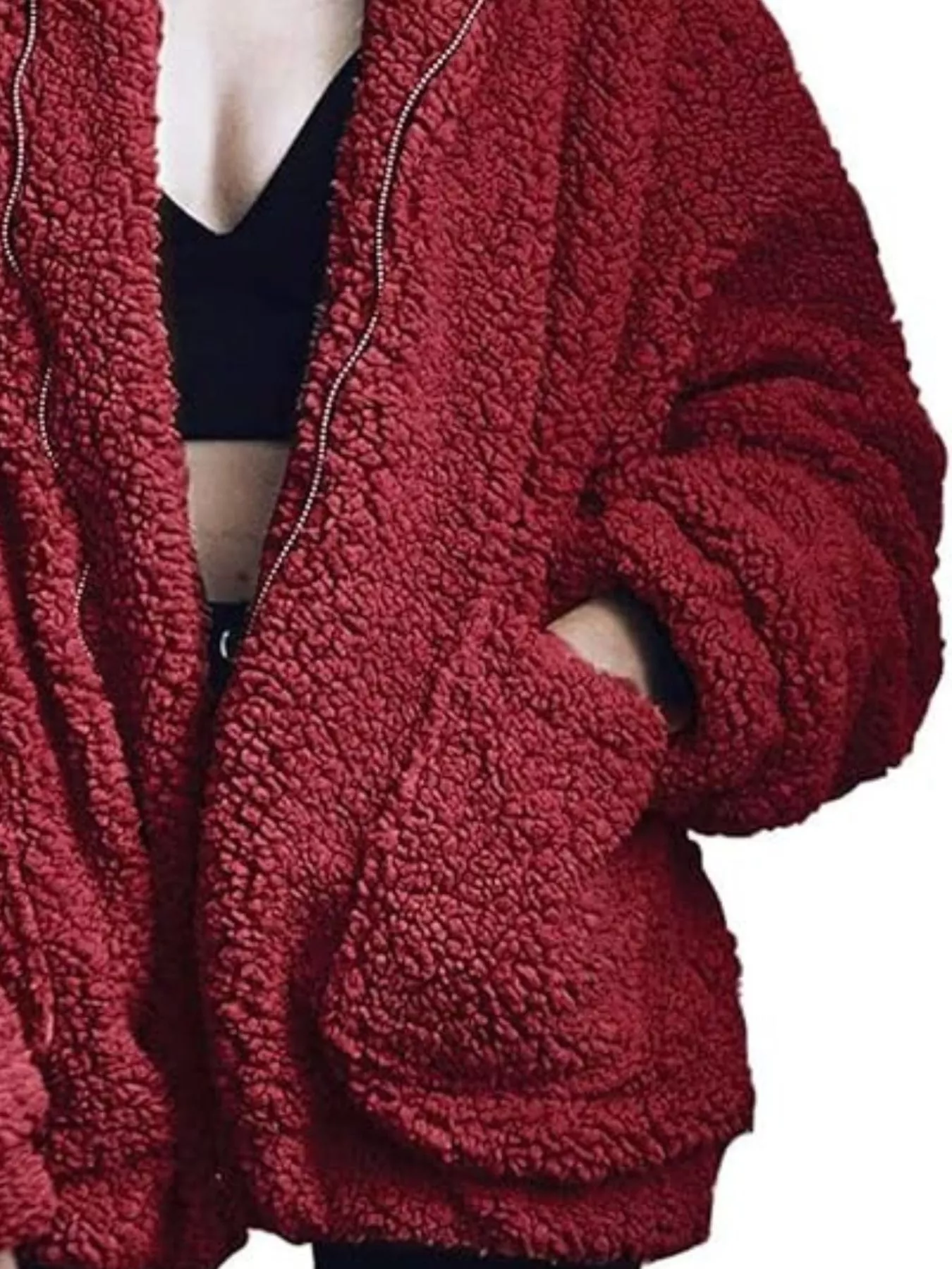 Full Size Cozy Fleece Zip Up Jacket Plus Size - Image 31