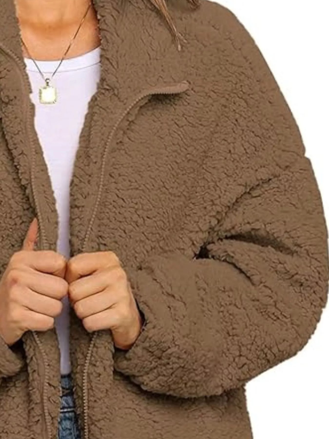 Full Size Cozy Fleece Zip Up Jacket Plus Size - Image 34