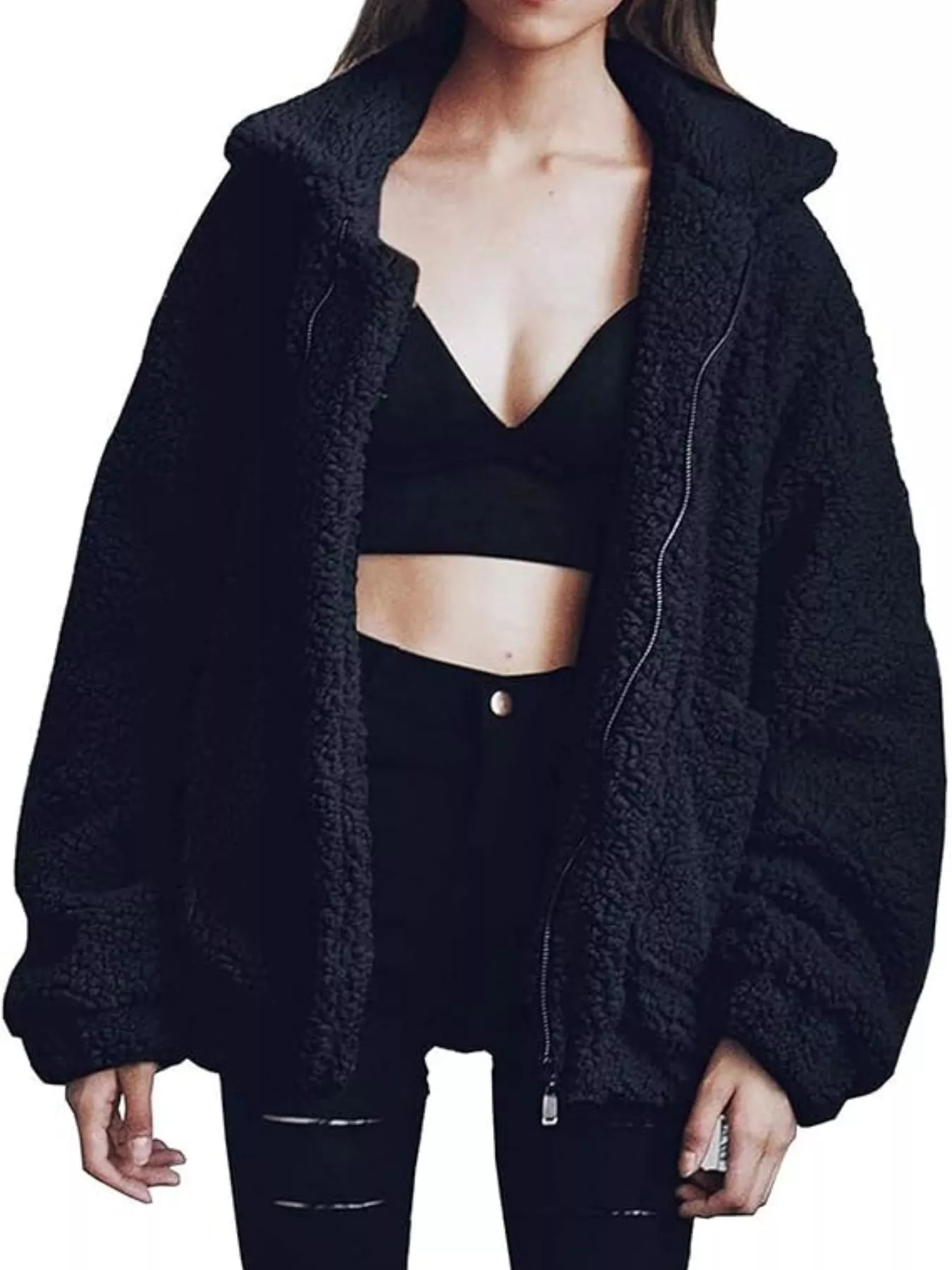Full Size Cozy Fleece Zip Up Jacket Plus Size - Image 8