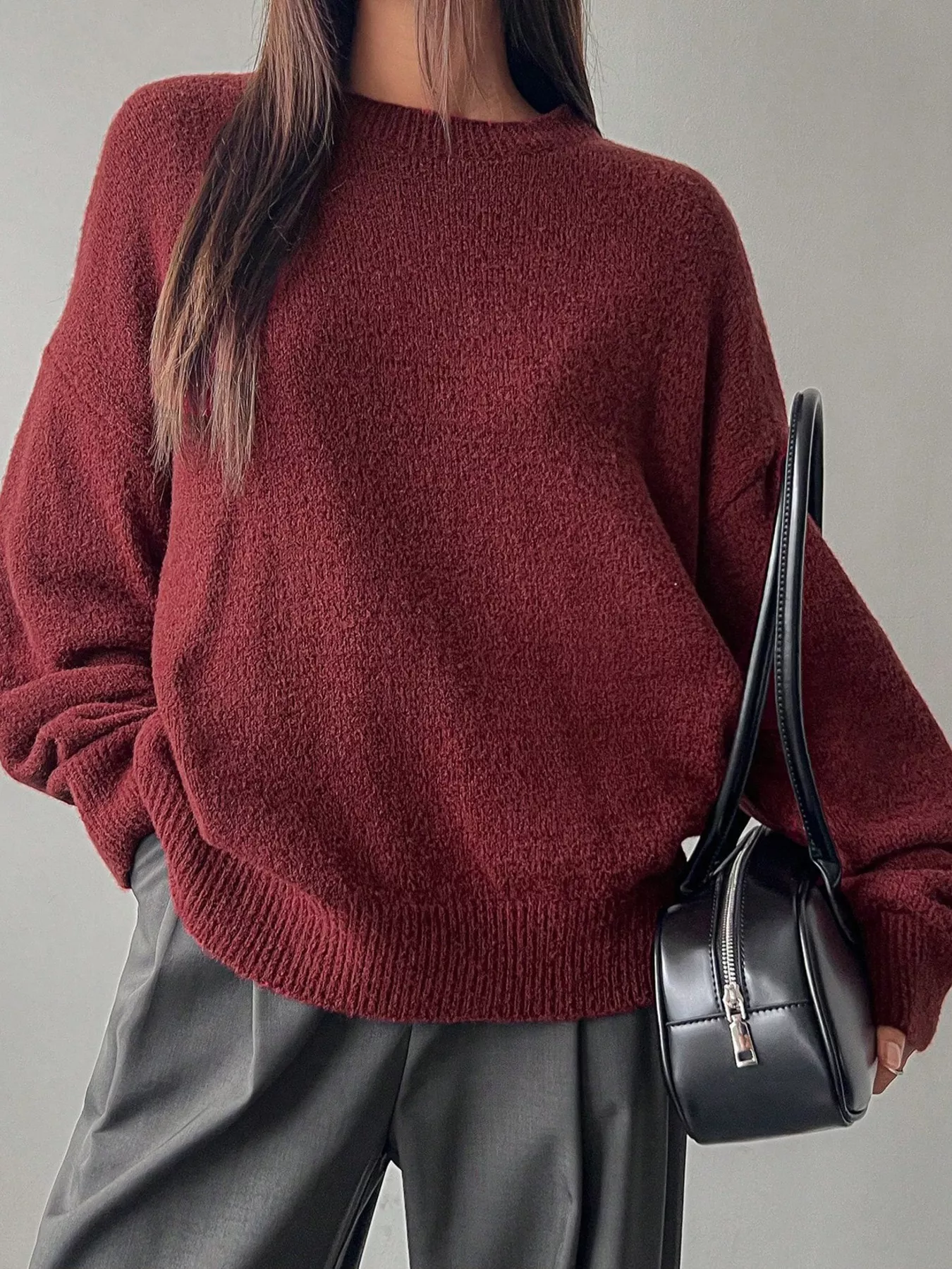 Full Size Cozy Knit Round Neck Oversized Sweater Plus Size - Image 3