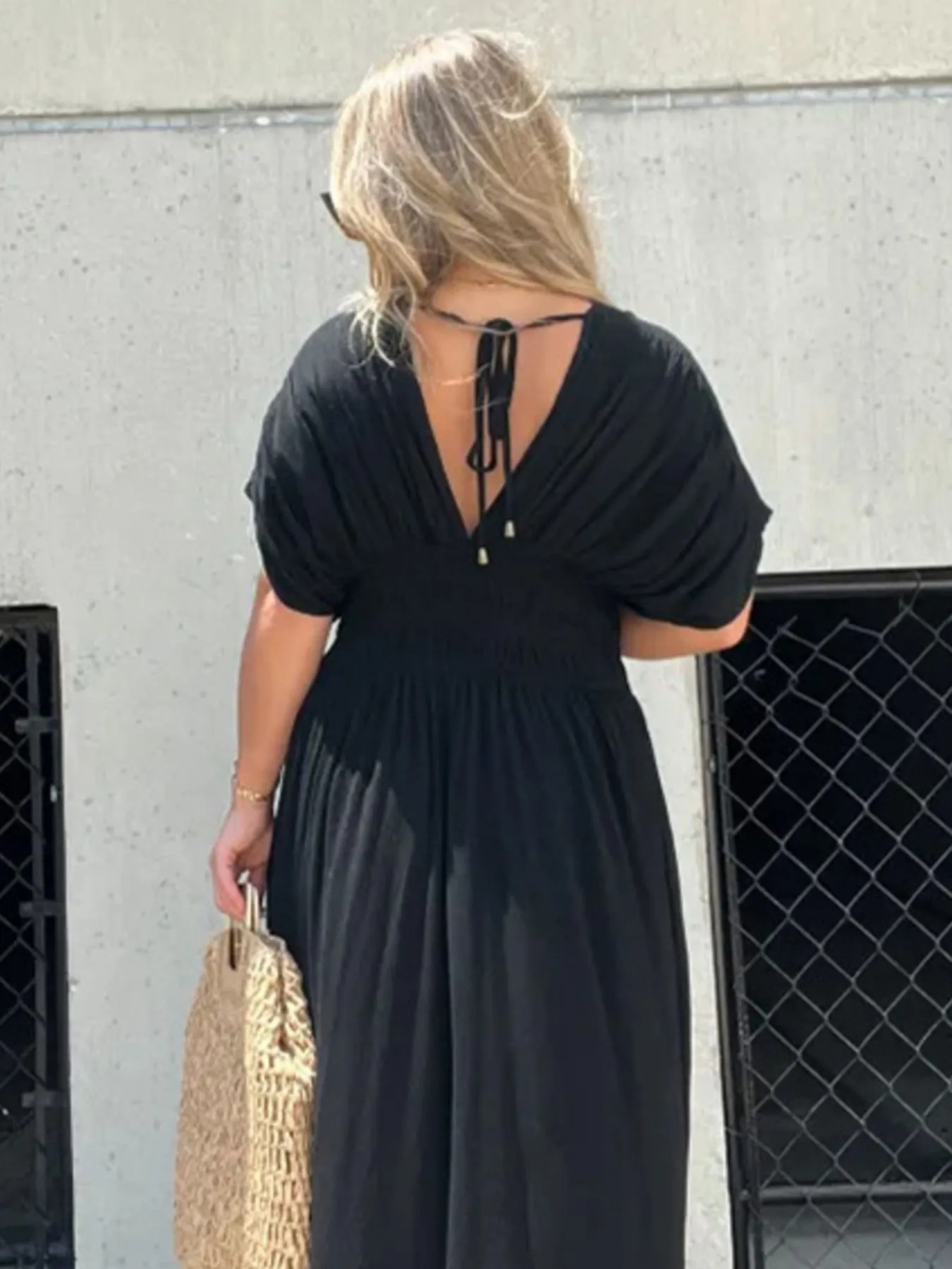 Full Size Deep V-Neck Maxi Dress with Side Slit Plus Size - Image 3