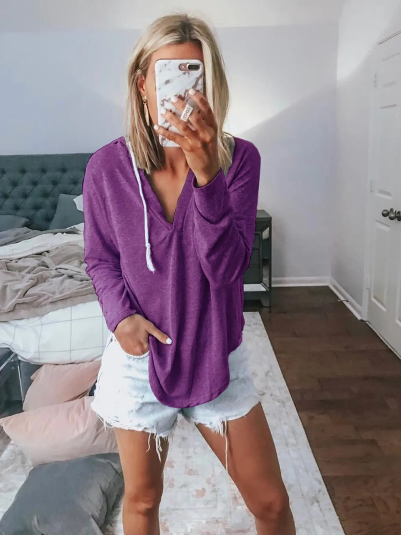 Full Size Drawstring Long Sleeve Hoodie Plus Size - Image 19