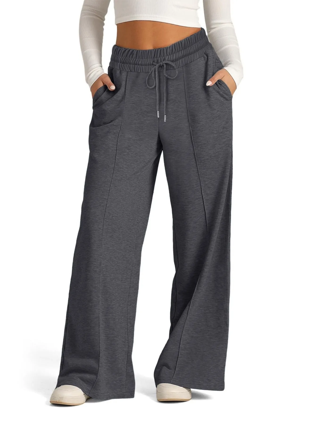 Full Size Drawstring Relaxed Fit Wide Leg Pants Plus Size - Image 8