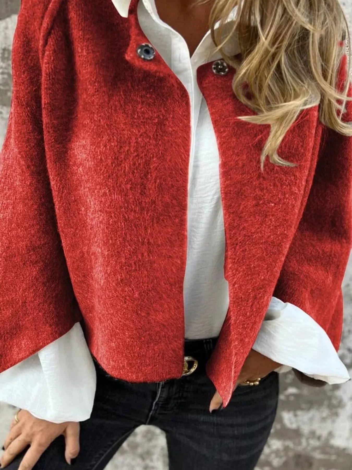 Full Size Dropped Shoulder Fuzzy Knit Cardigan Plus Size - Image 14