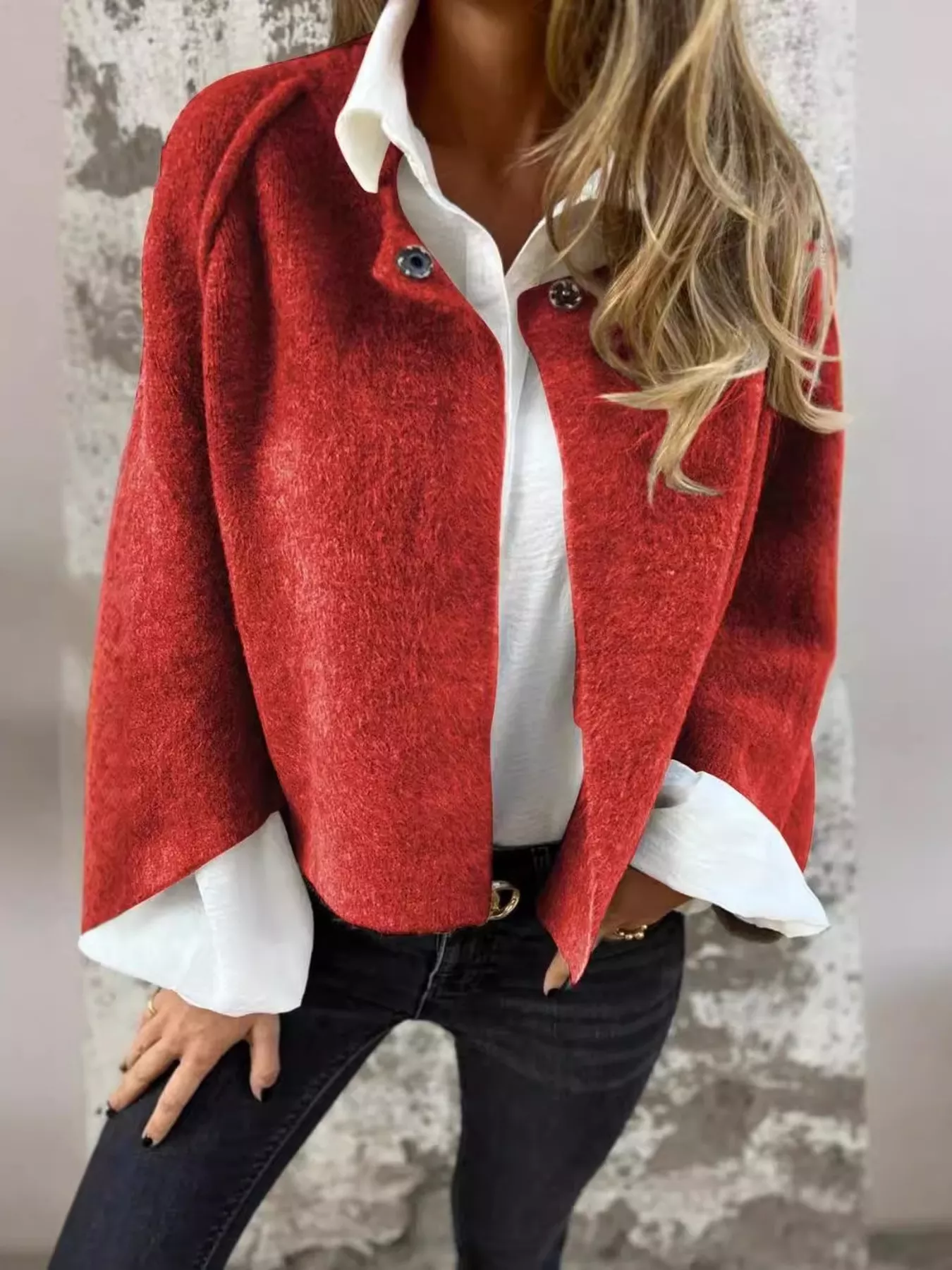 Full Size Dropped Shoulder Fuzzy Knit Cardigan Plus Size - Image 15