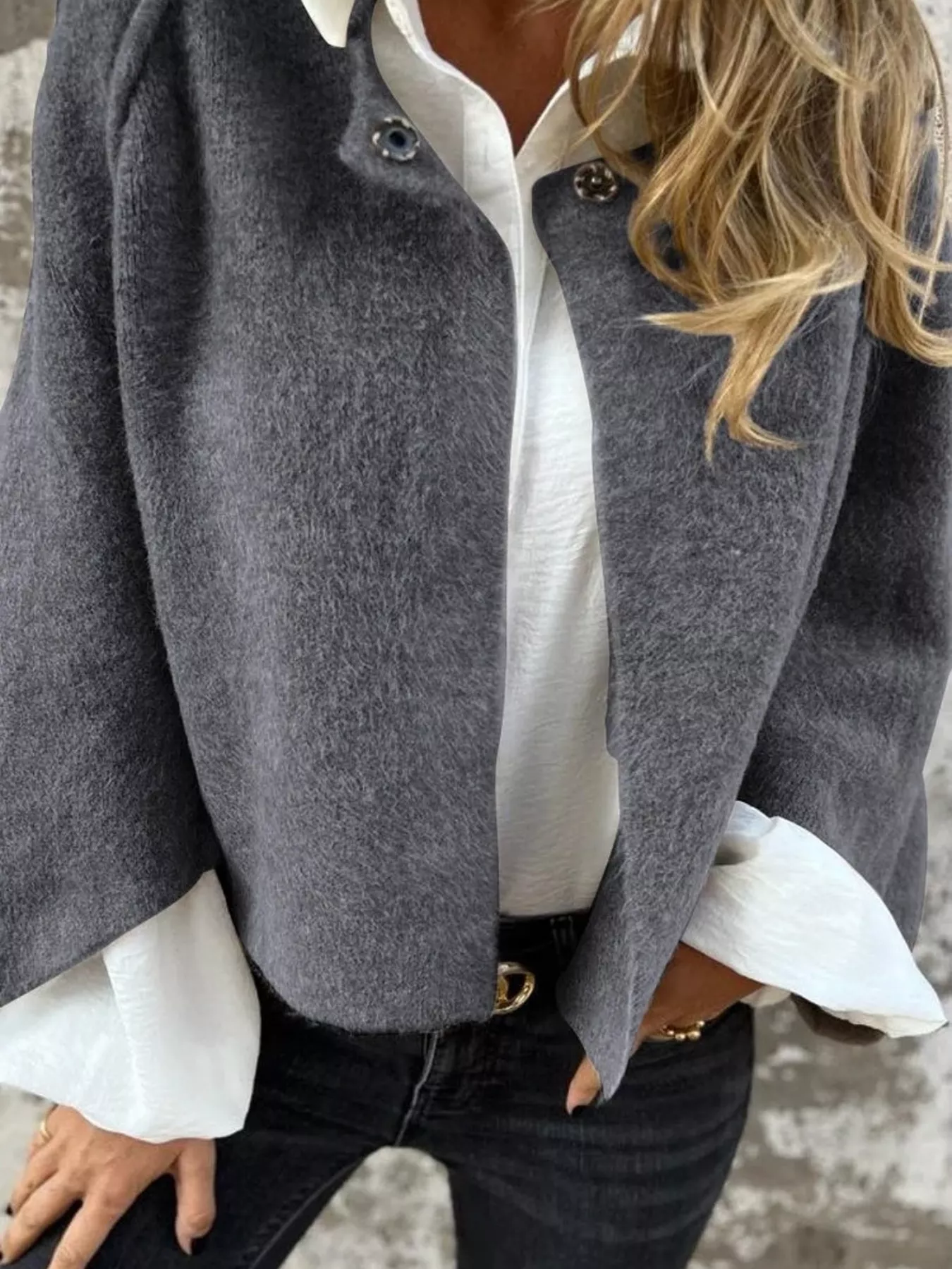 Full Size Dropped Shoulder Fuzzy Knit Cardigan Plus Size - Image 7