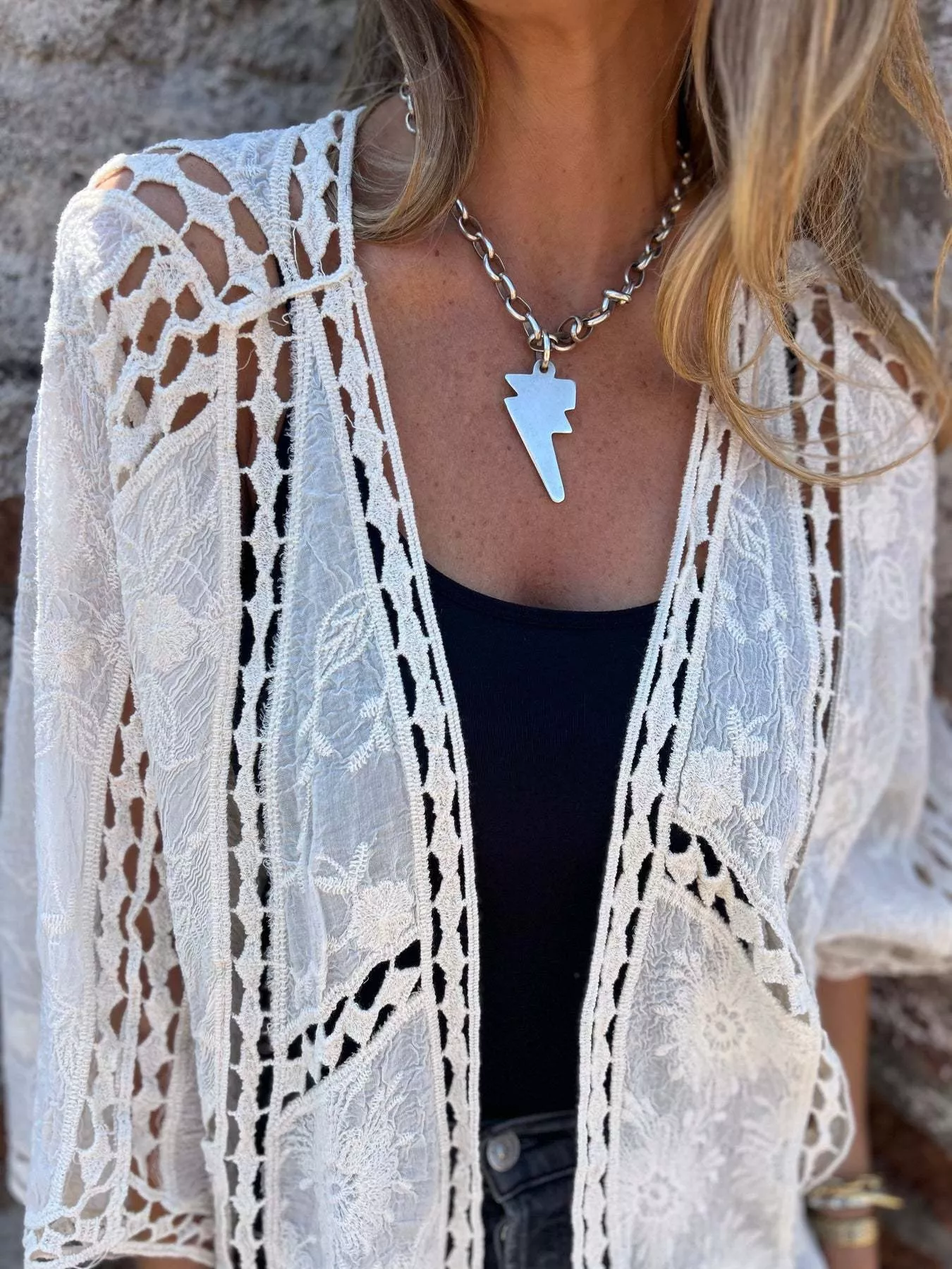 Full Size Embroidered Open Front Cardigan Plus Size - Image 5